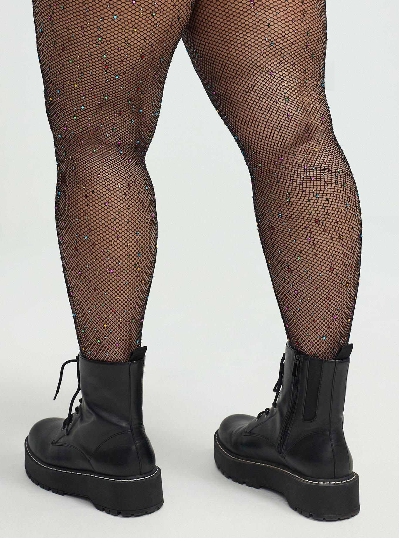 Rhinestone Fishnet Tights, RAINBOW, alternate