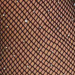Plus Size Rhinestone Fishnet Tight, BLACK, swatch