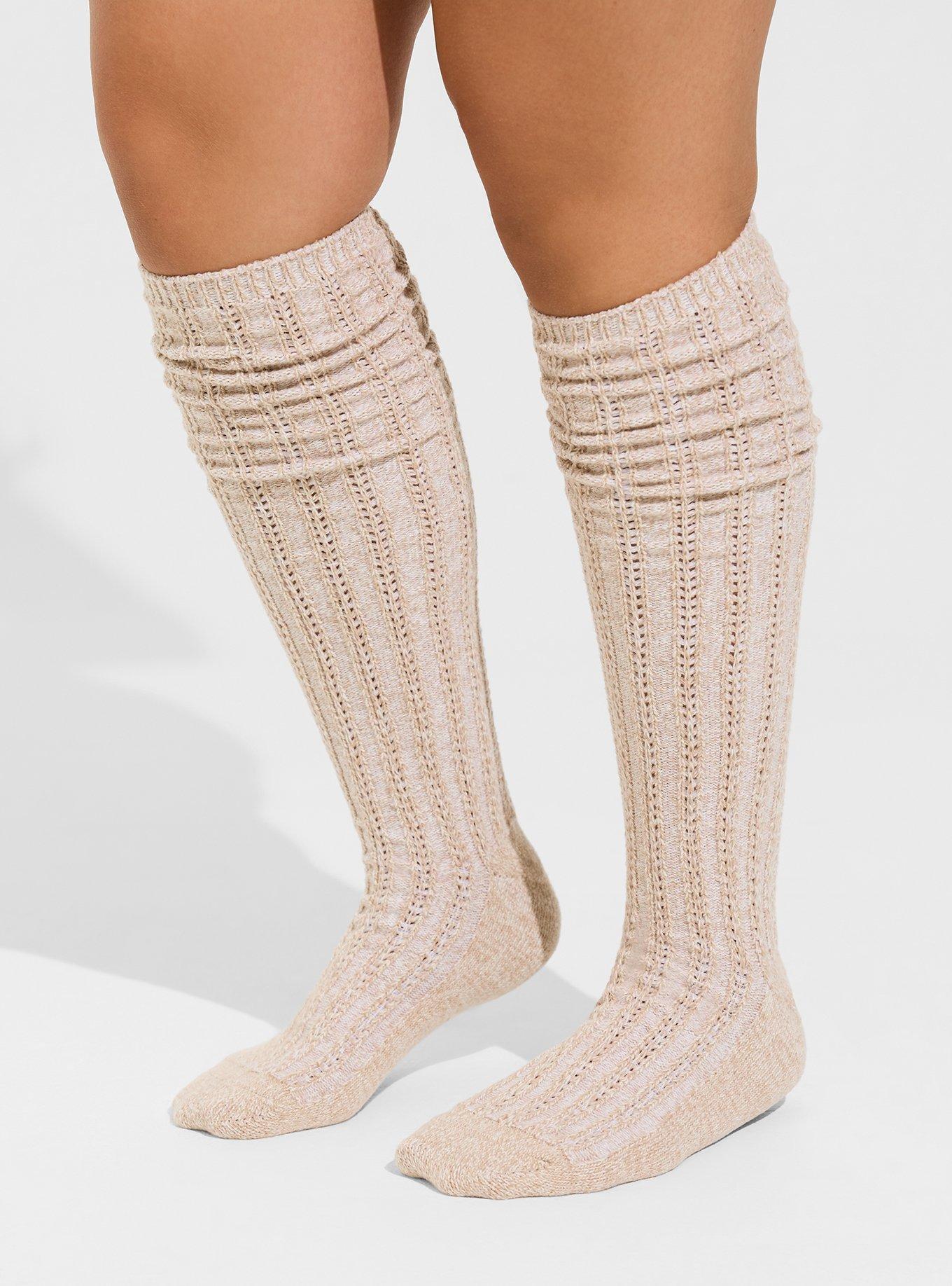 George Women's Ankle Cable Knit Slipper Socks 