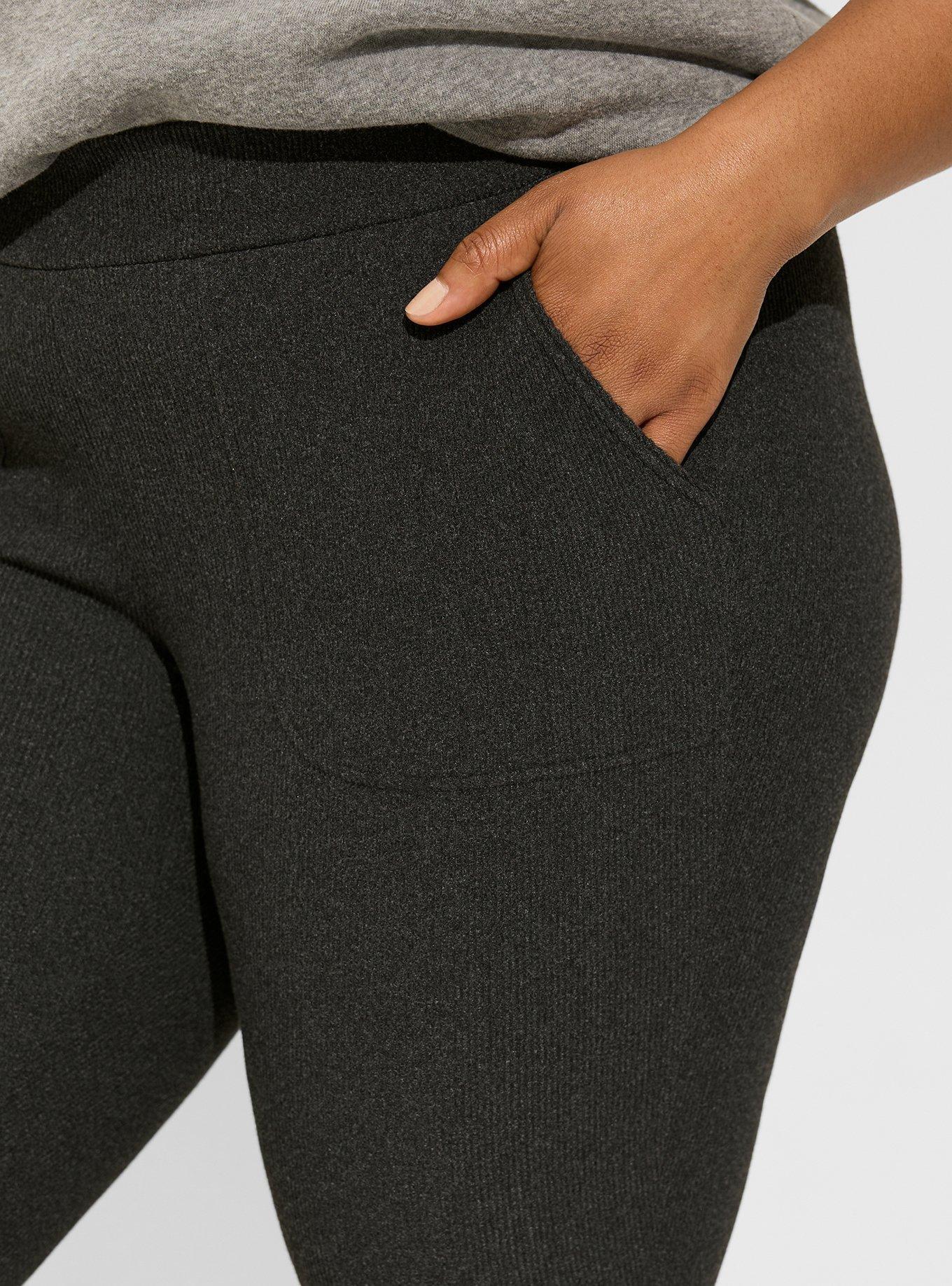 Plus Charcoal Ribbed Leggings