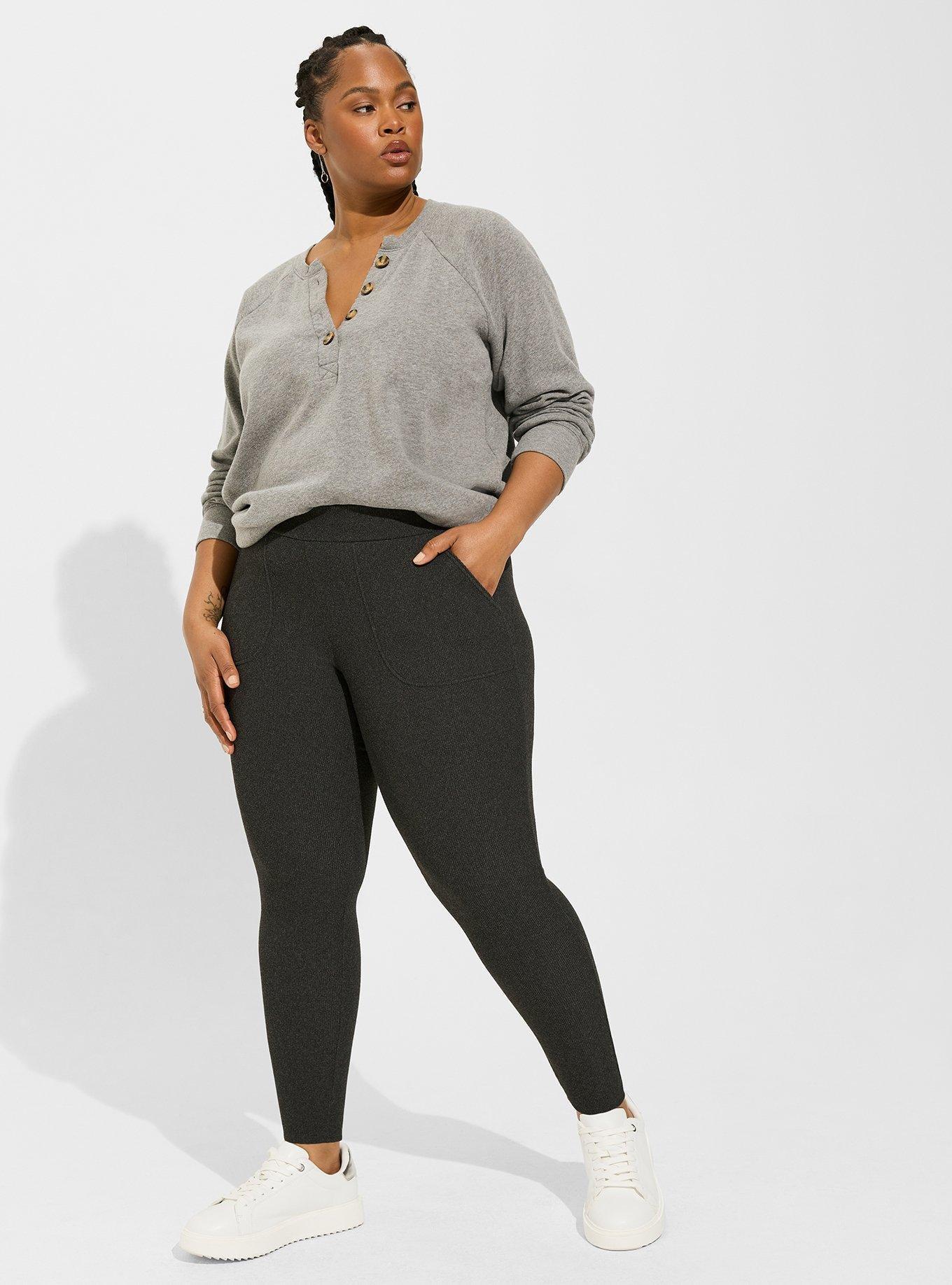 Plus Size - Full Length Signature Waist Brushed Rib Pocket Legging