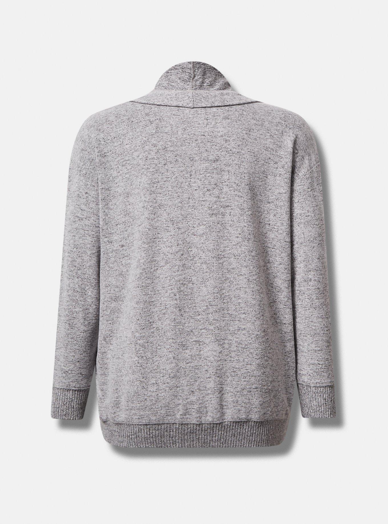 Snowflake Relaxed Fit Super Soft Plush Sequin Pullover Tunic Sweatshirt, HEATHER GREY, alternate