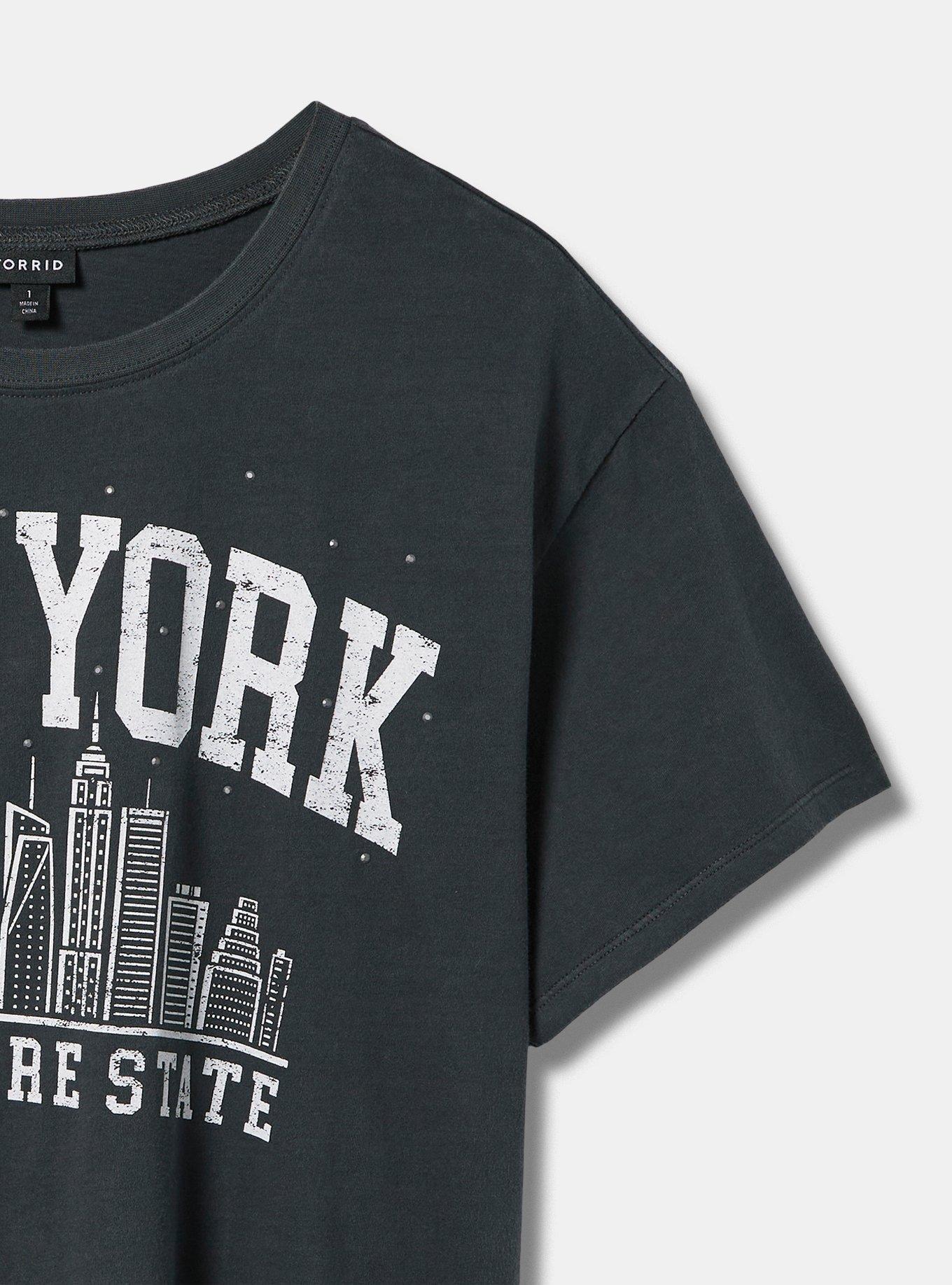 New York Classic Fit Cotton Crew Neck Stud Tee