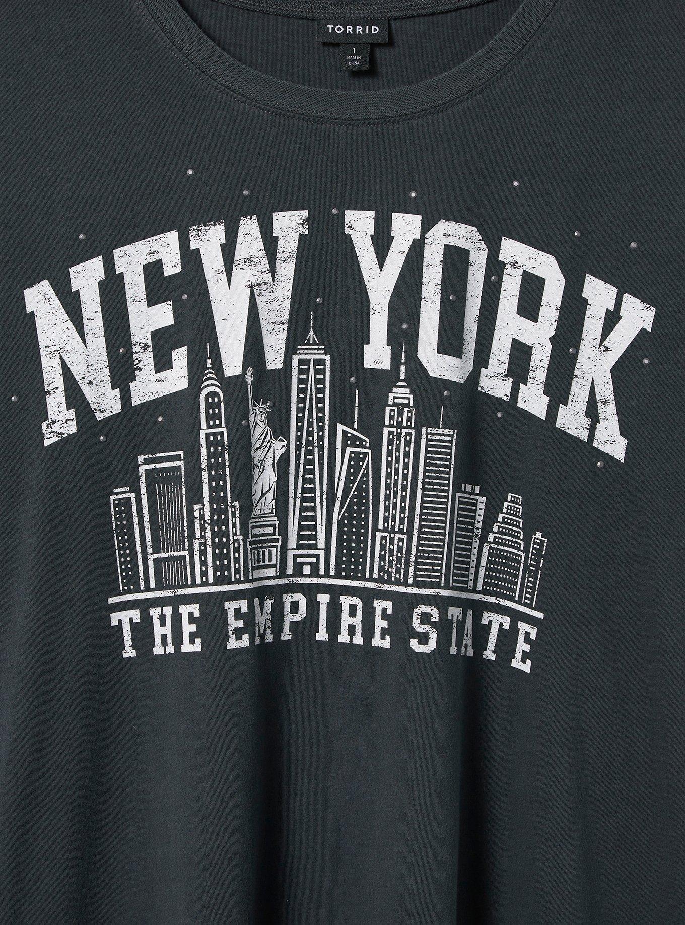 New York Classic Fit Cotton Crew Neck Stud Tee