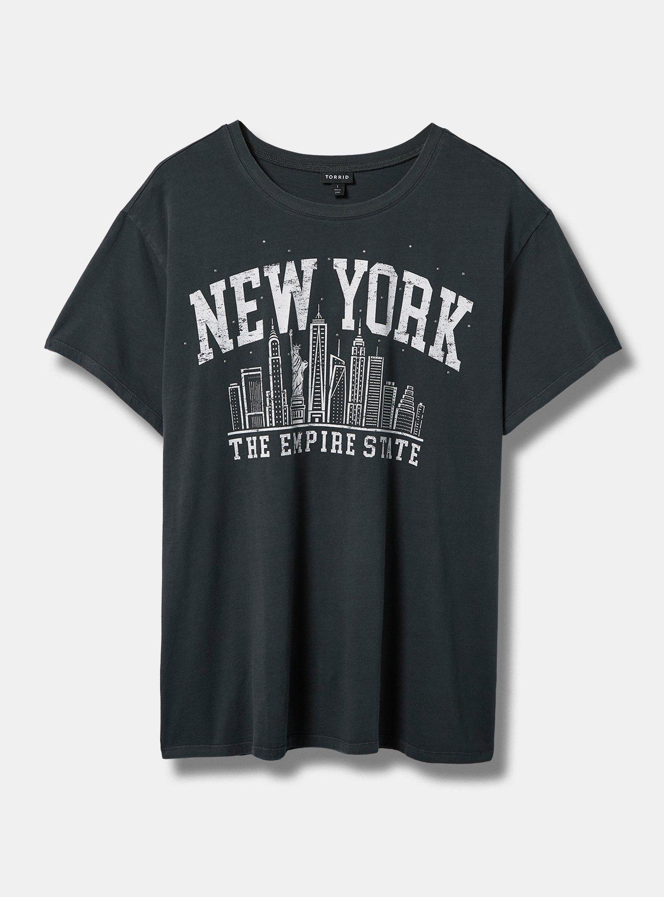 New York Classic Fit Cotton Crew Neck Stud Tee