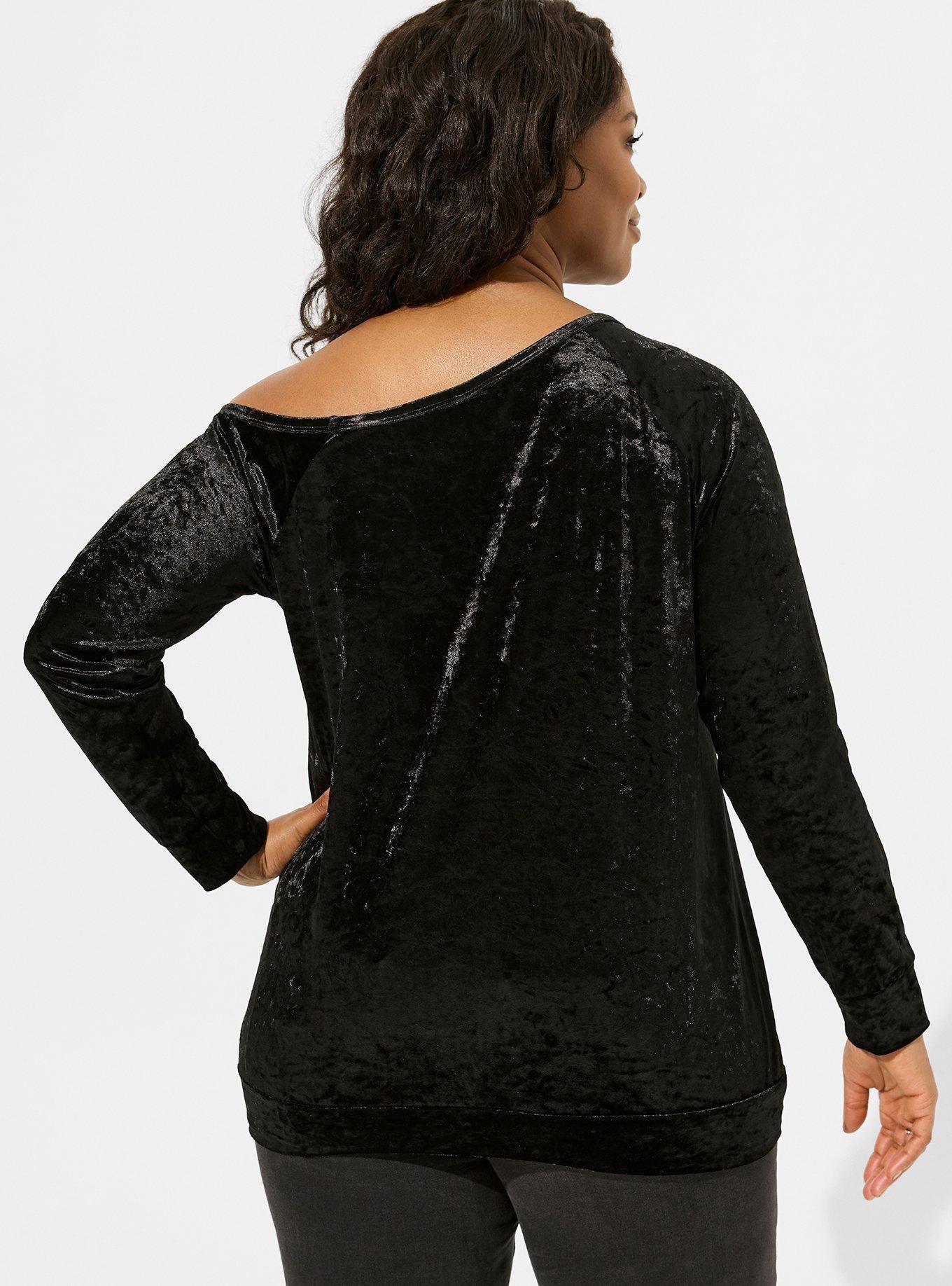 Crushed Velvet Off Shoulder Sweatshirt