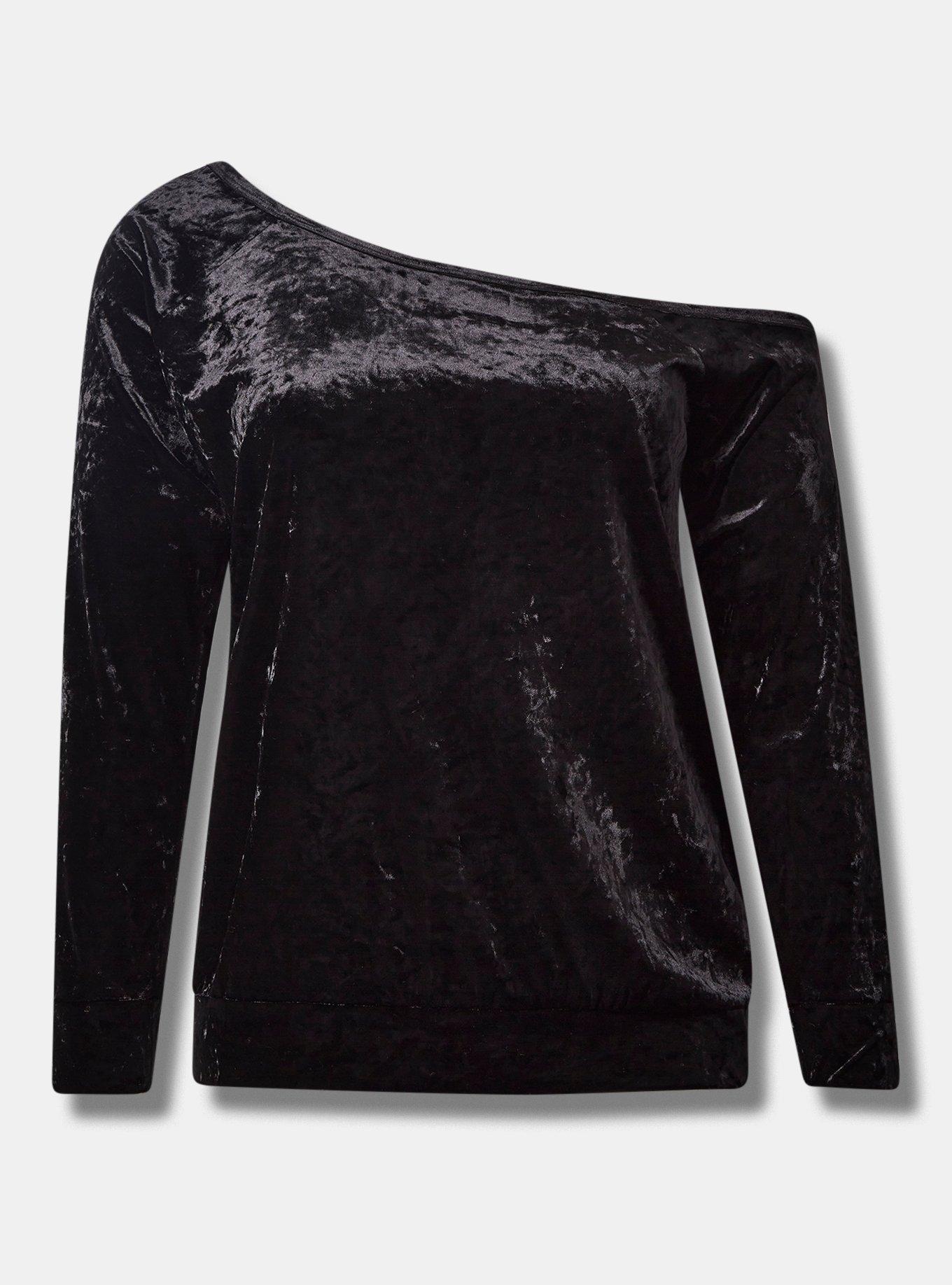 Crushed Velvet Off Shoulder Sweatshirt