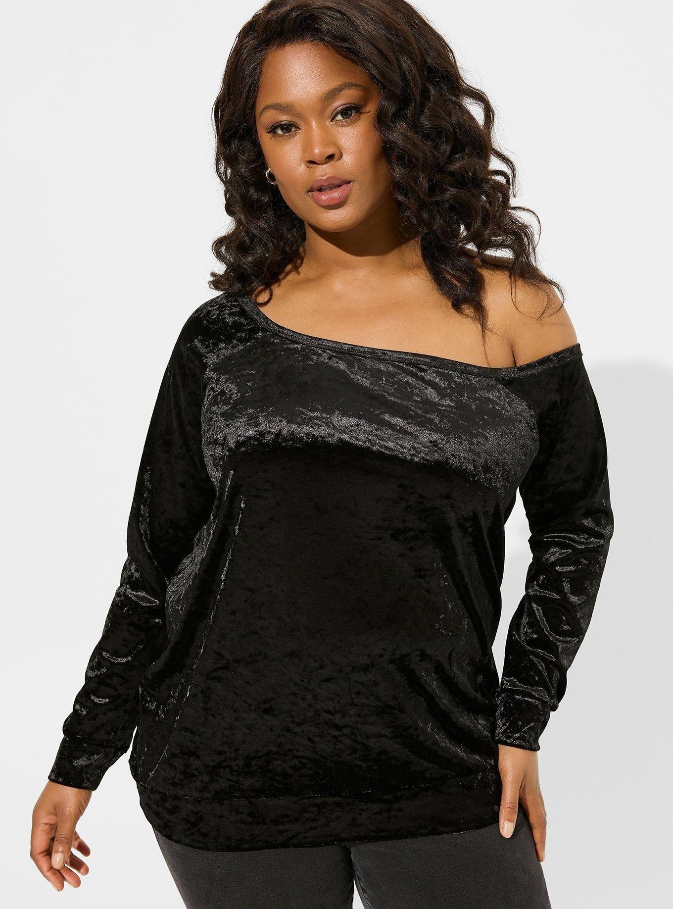 Crushed Velvet Off Shoulder Sweatshirt