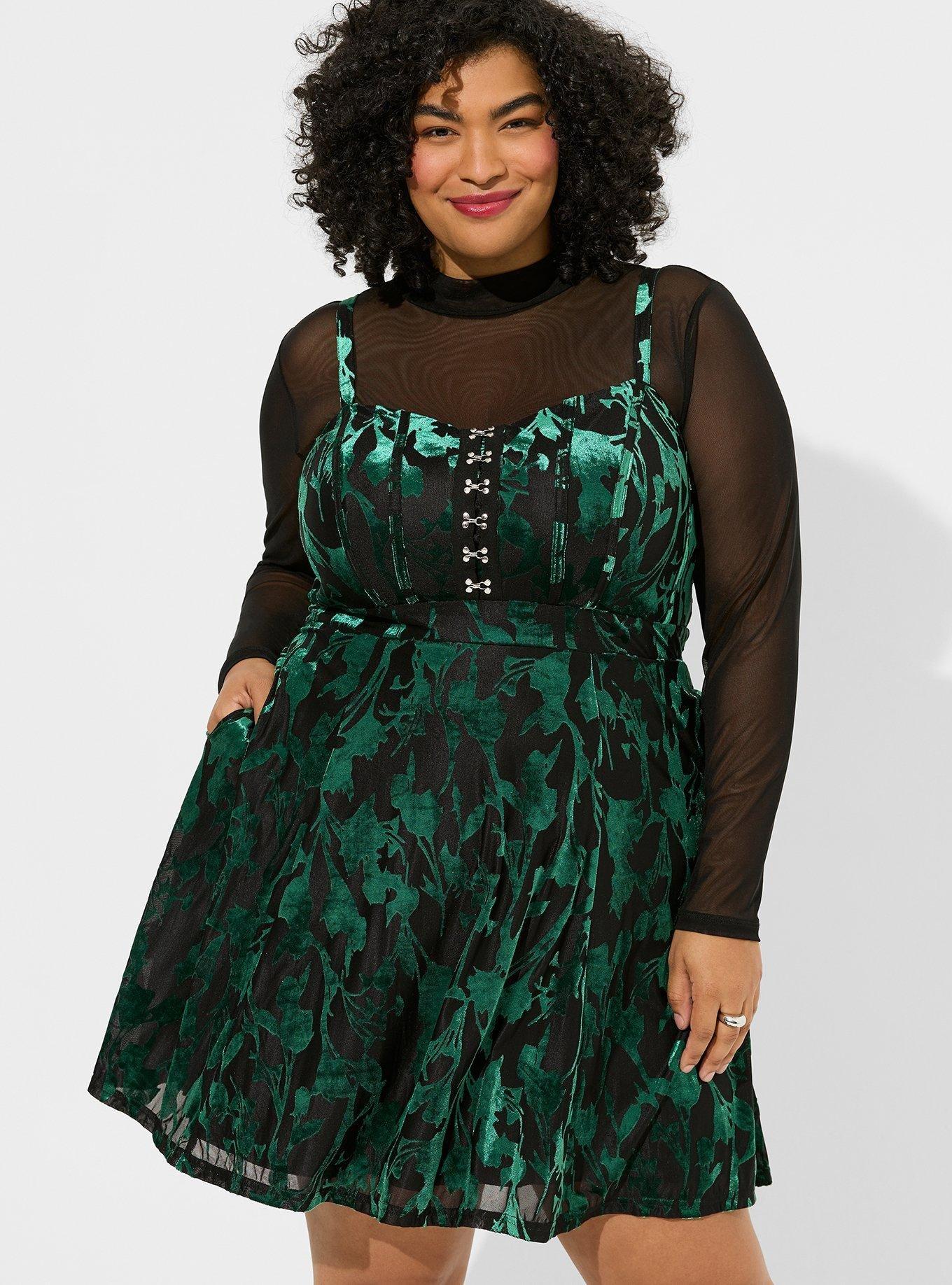 Mini Burnout Velvet Corset Dress, GREEN MULTI, alternate