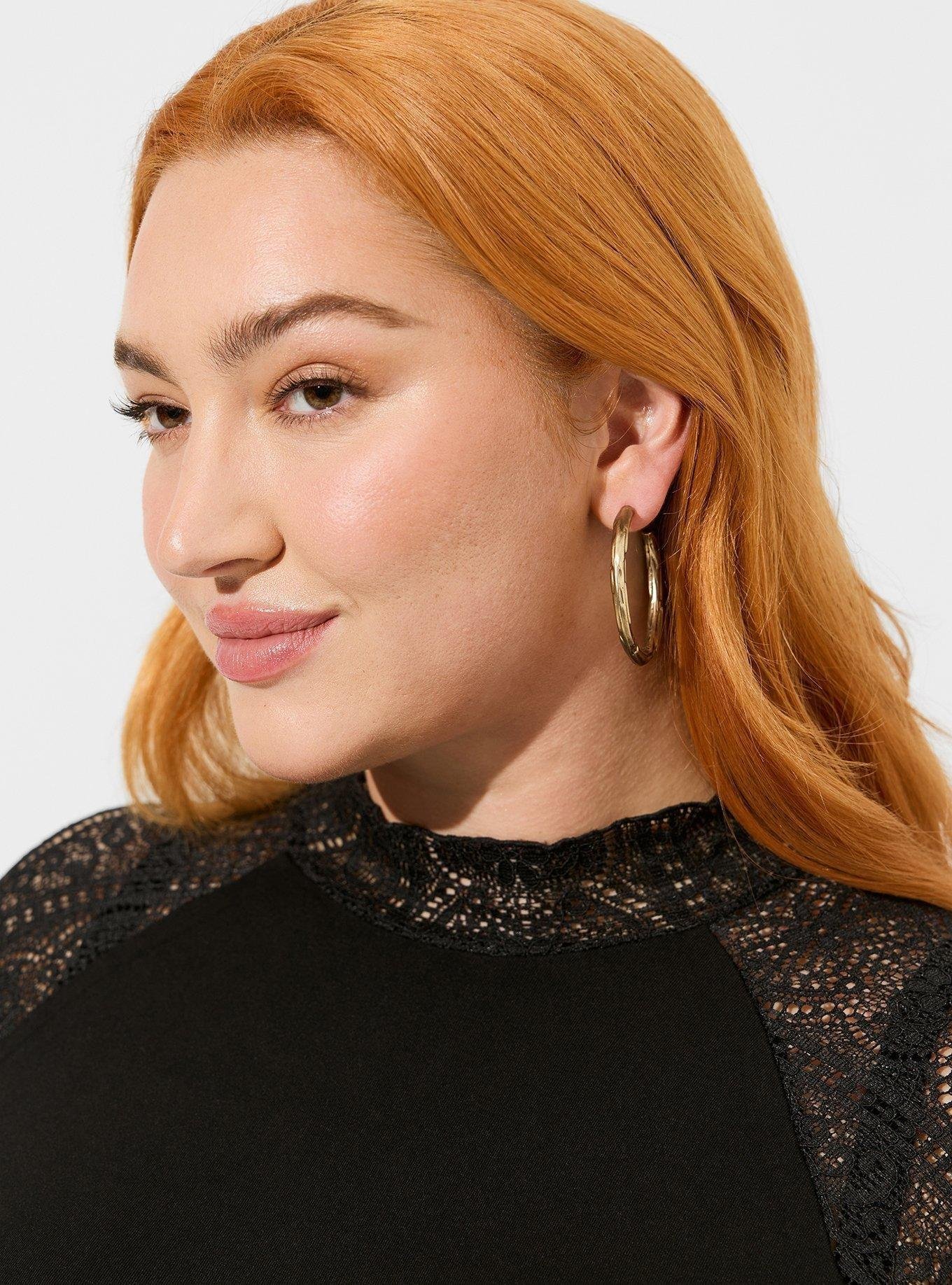 Plus Size - Hammered Hoop Earring - Torrid
