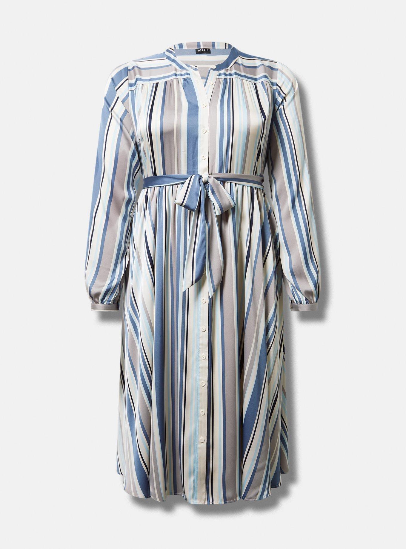 Midi Flat Charm Long Sleeve Shirt Dress
