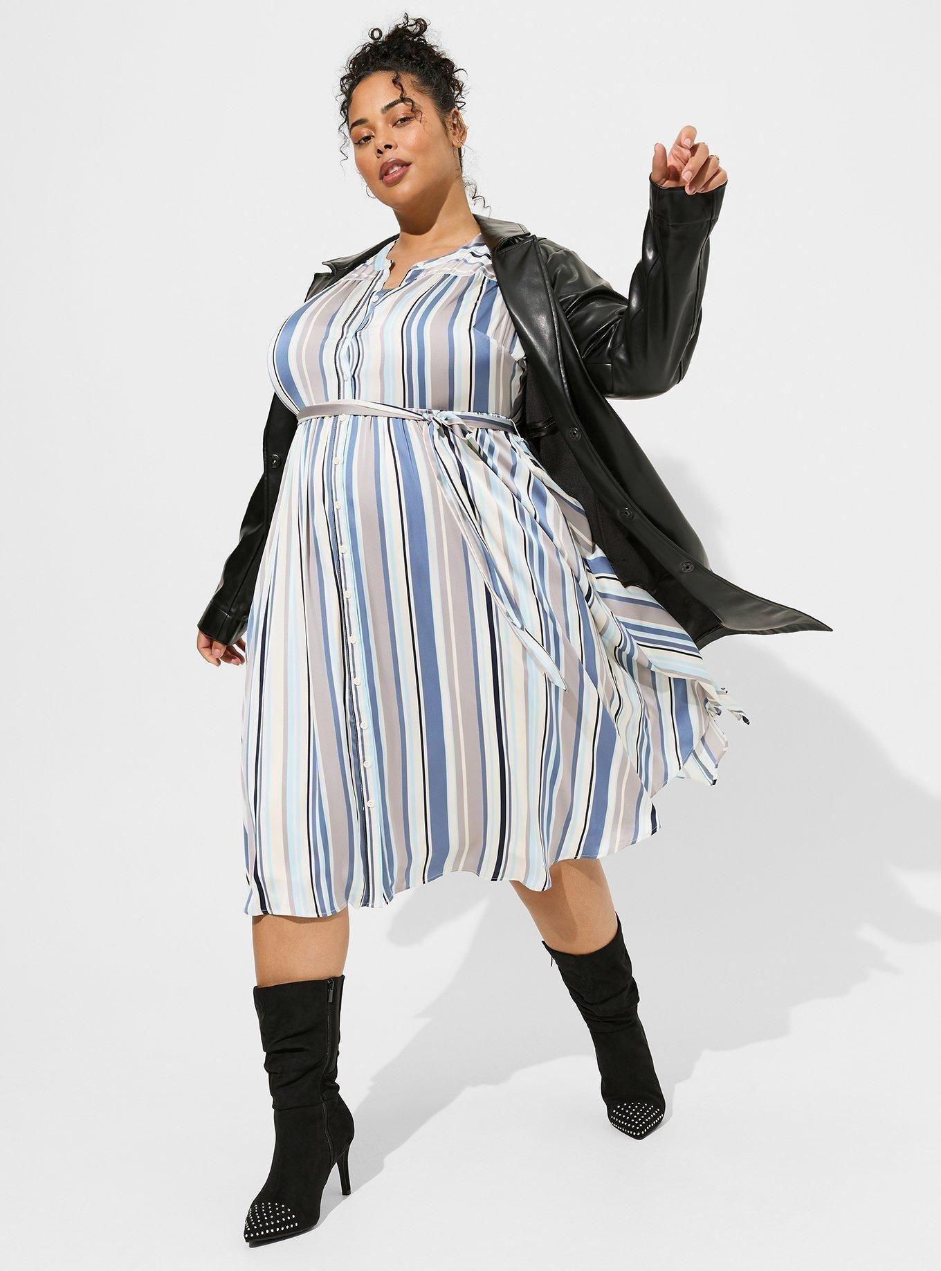 Plus Size - Maxi Washable Challis Hi-Low Tiered Shirtdress - Torrid