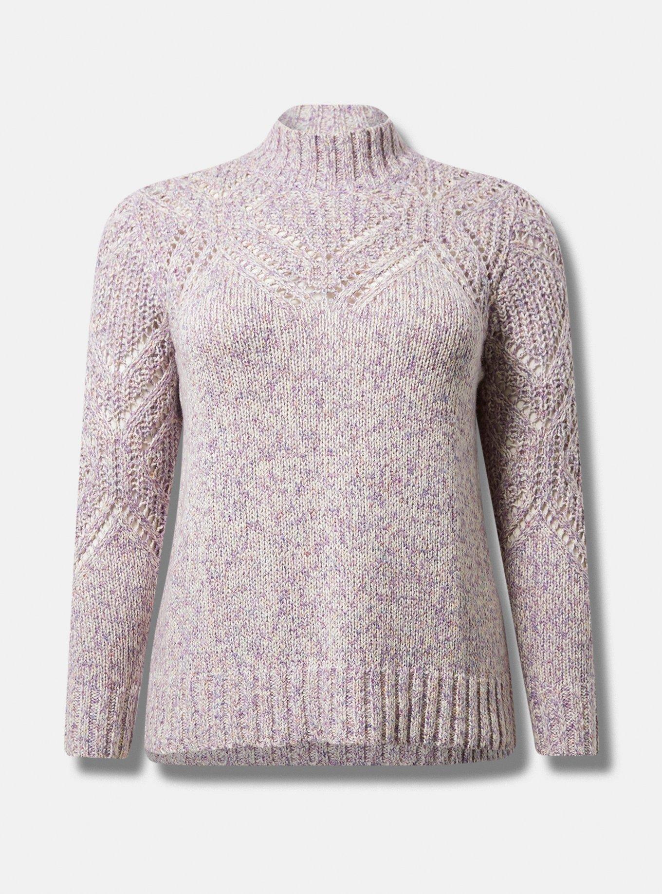 Pullover Turtleneck Pointelle Sweater