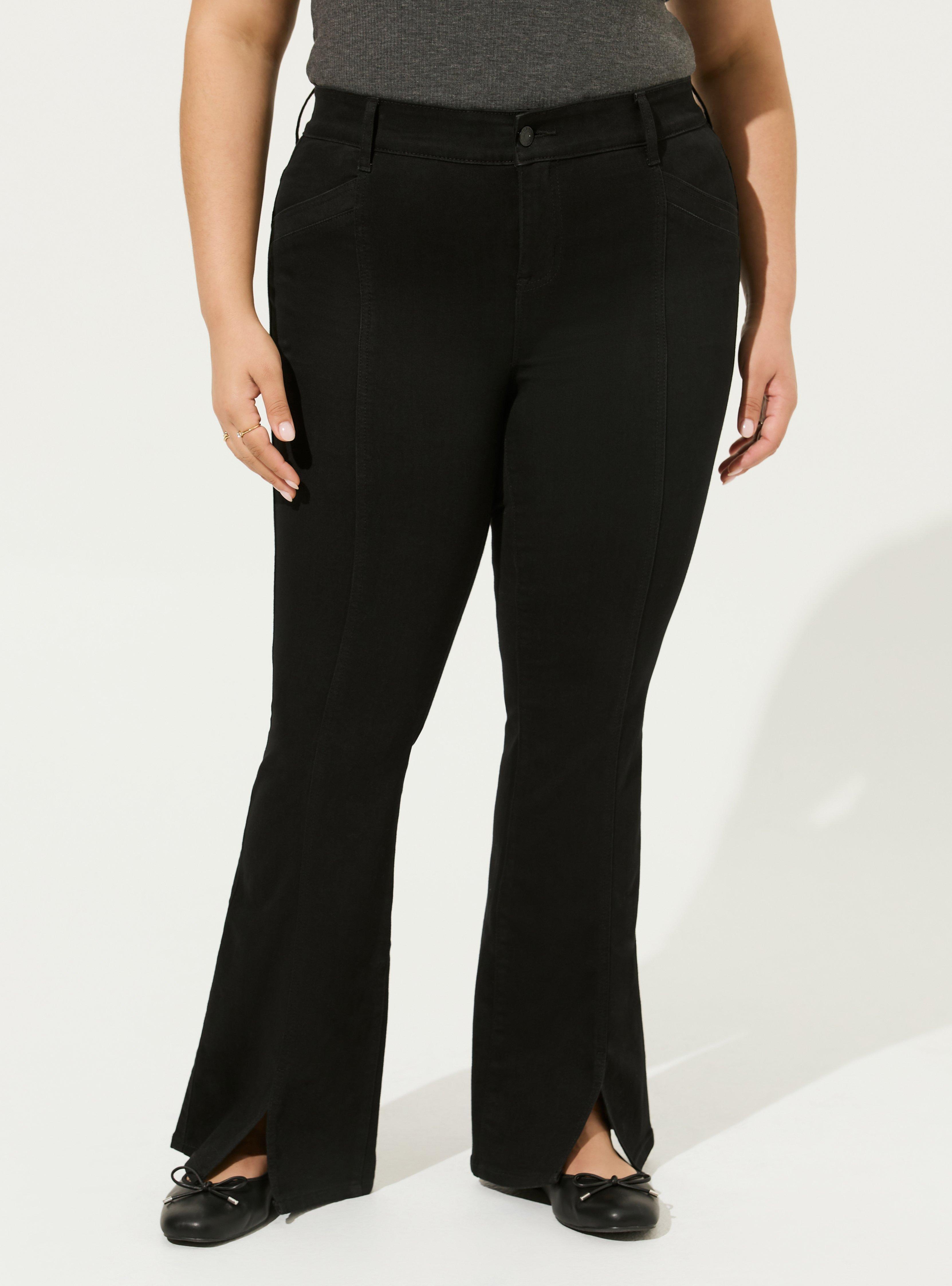 Women High Waist Denim Jeans Solid Slim Flare Pants Ladies Skinny Full  Length Plus Size S-3XL Black XL