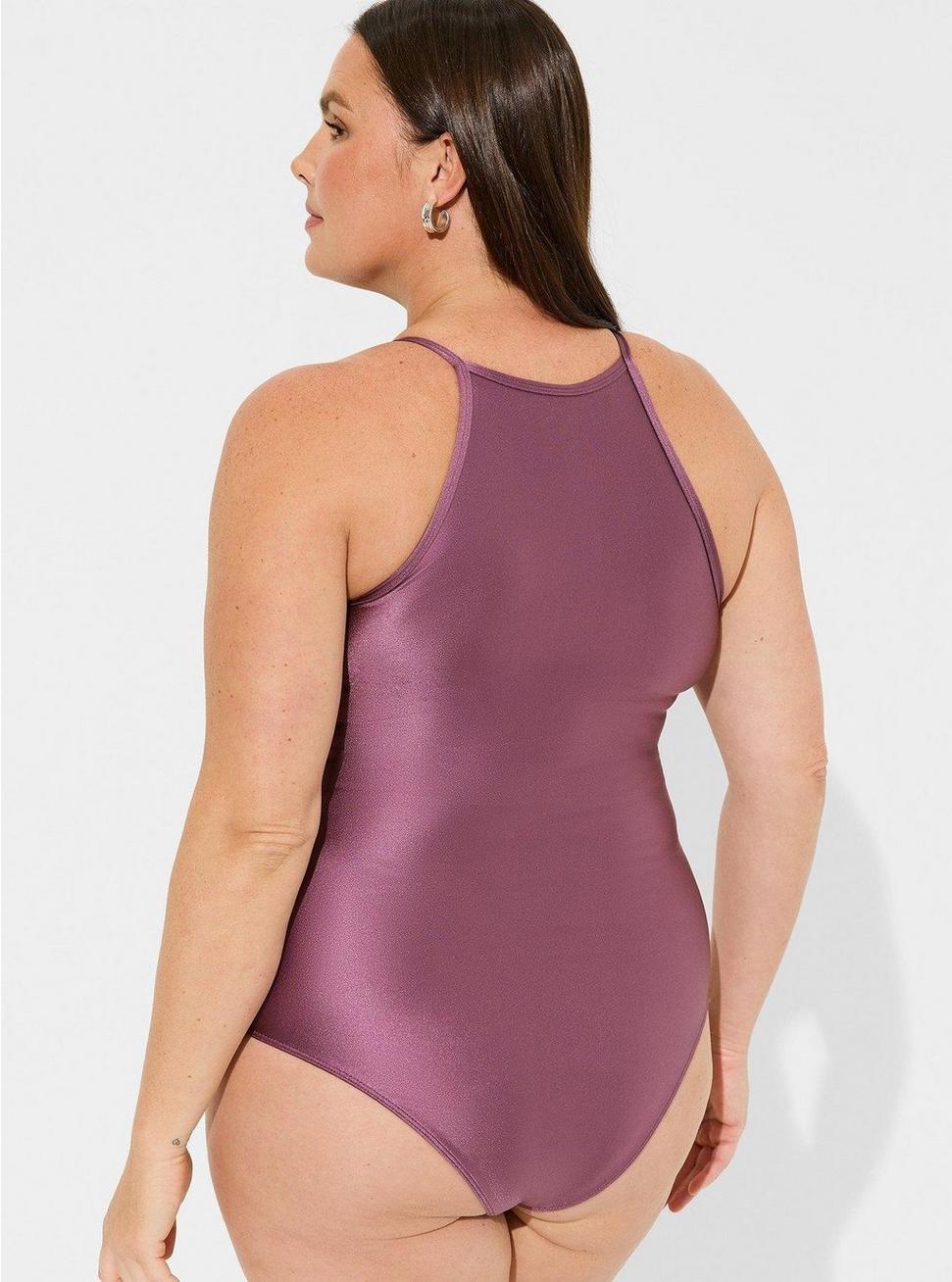 Plus Size - Shiny Nylon Halter Neck Bodysuit - Torrid
