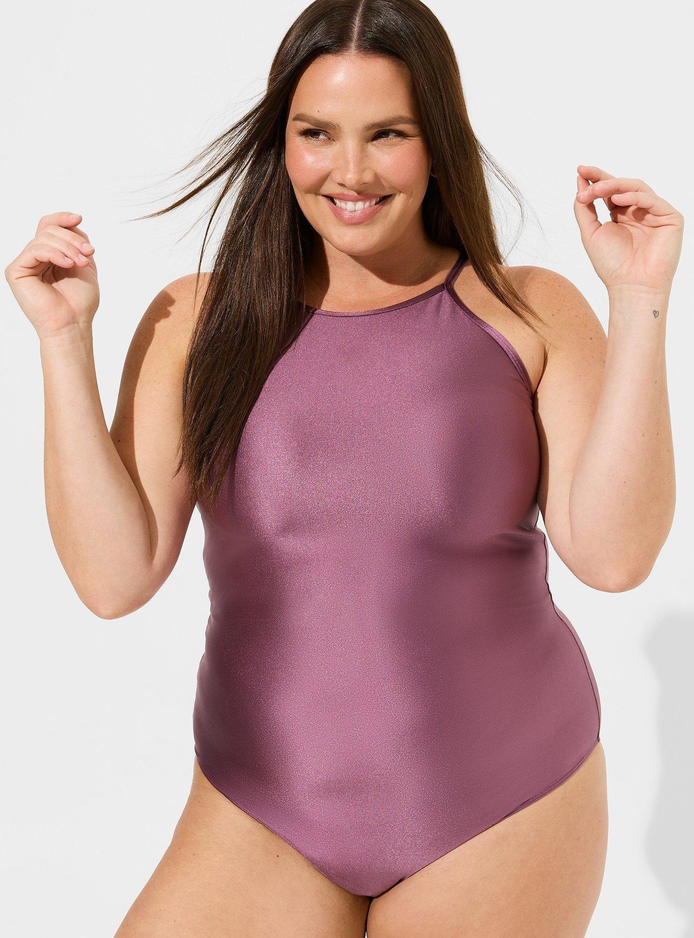 Plus Size - Shiny Nylon Halter Neck Bodysuit - Torrid