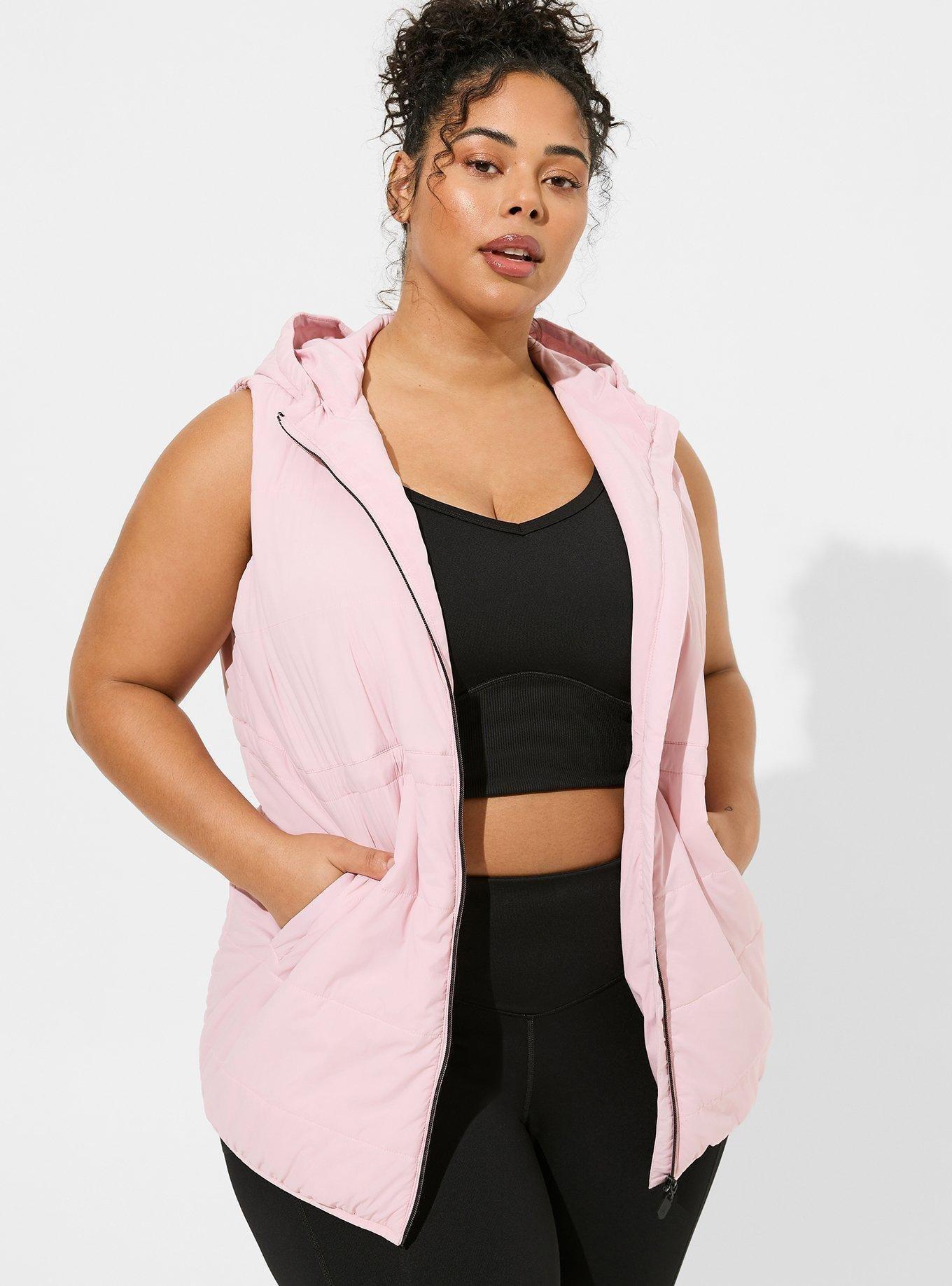 Plus Size - Matte Stretch Nylon Long Puffer Active Vest - Torrid