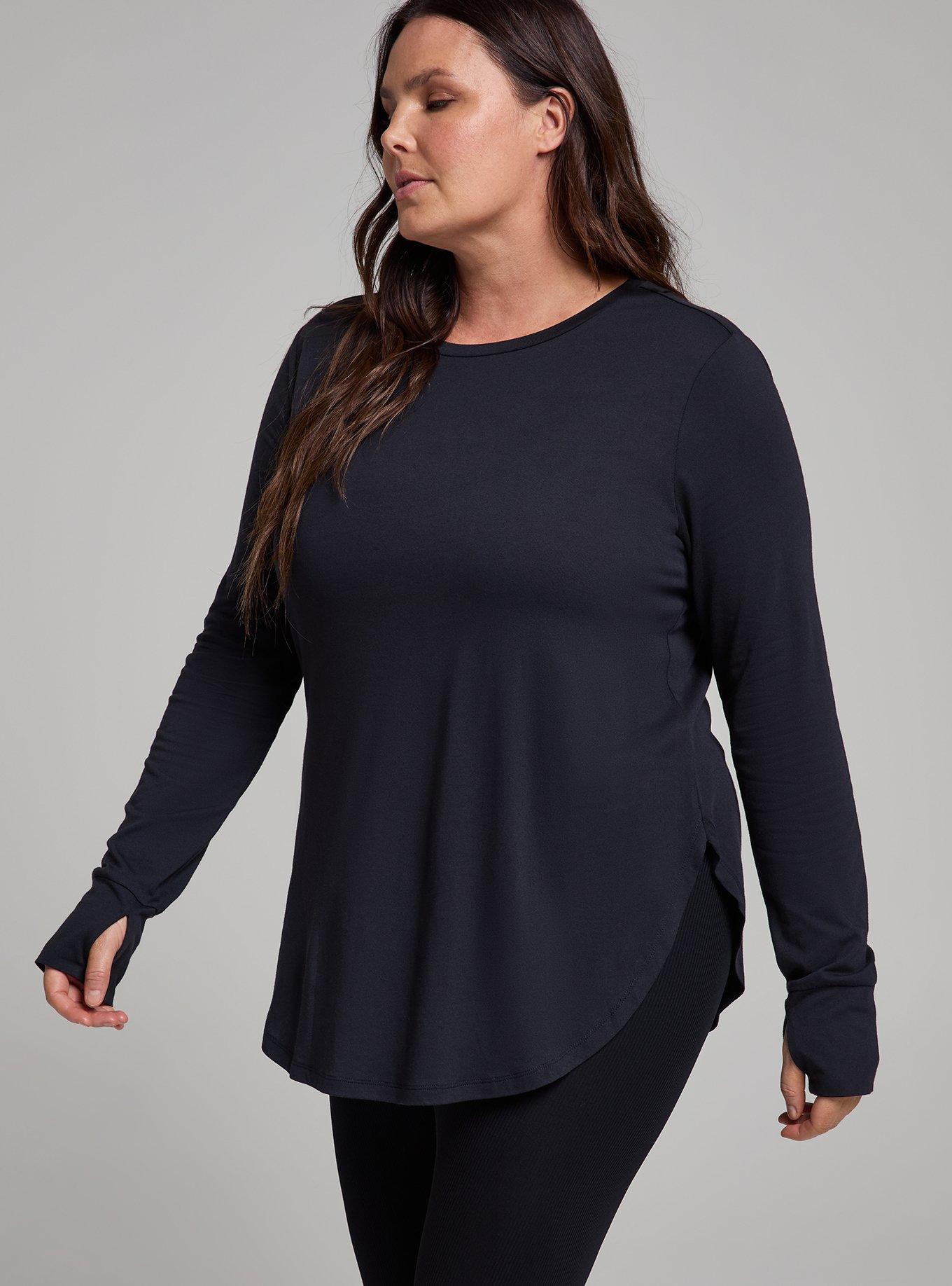 TRU Performance Cotton Long Sleeve Tunic Tee, DEEP BLACK, alternate
