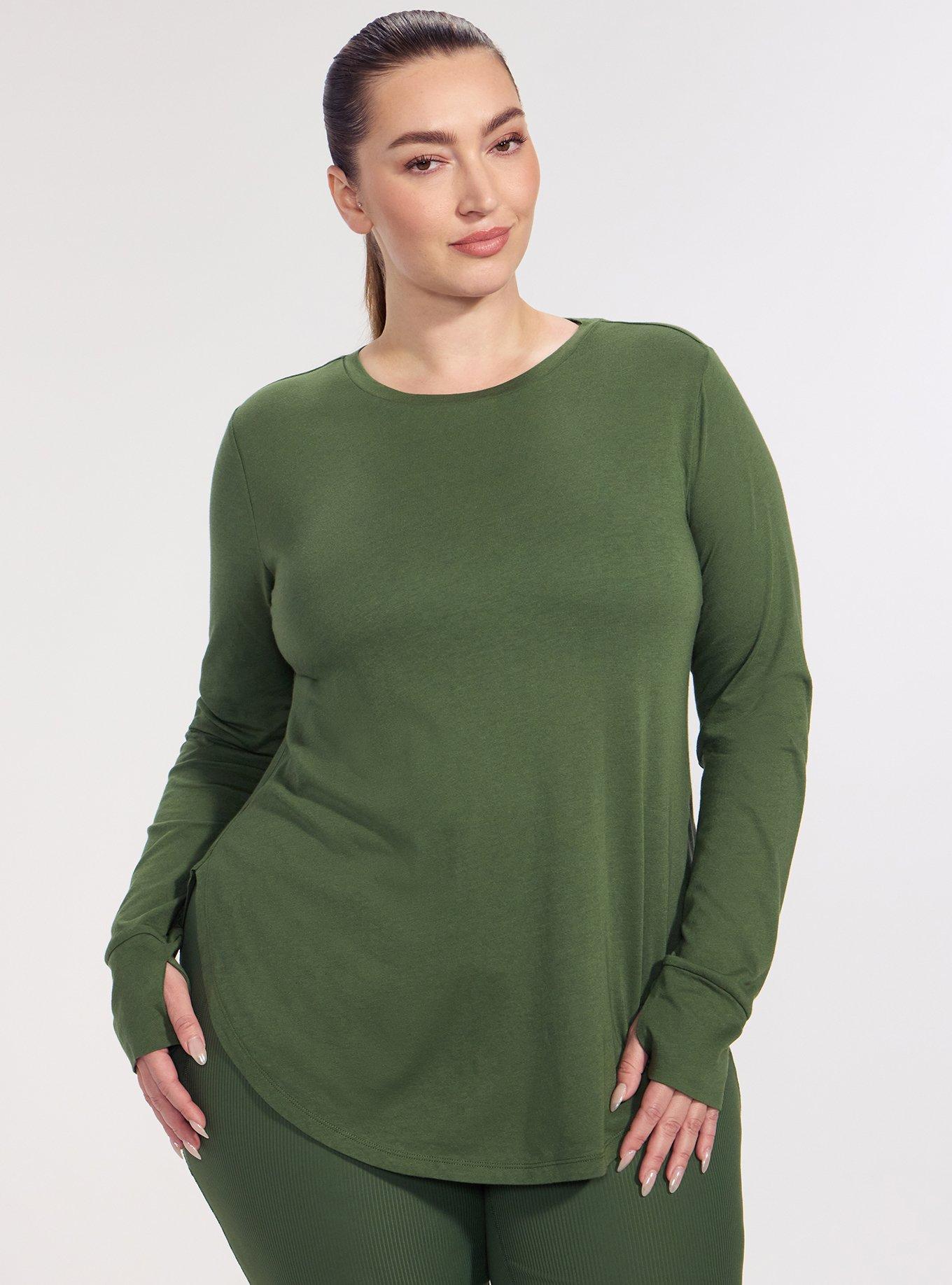 TRU Performance Cotton Long Sleeve Tunic Tee, BRONZE GREEN, hi-res