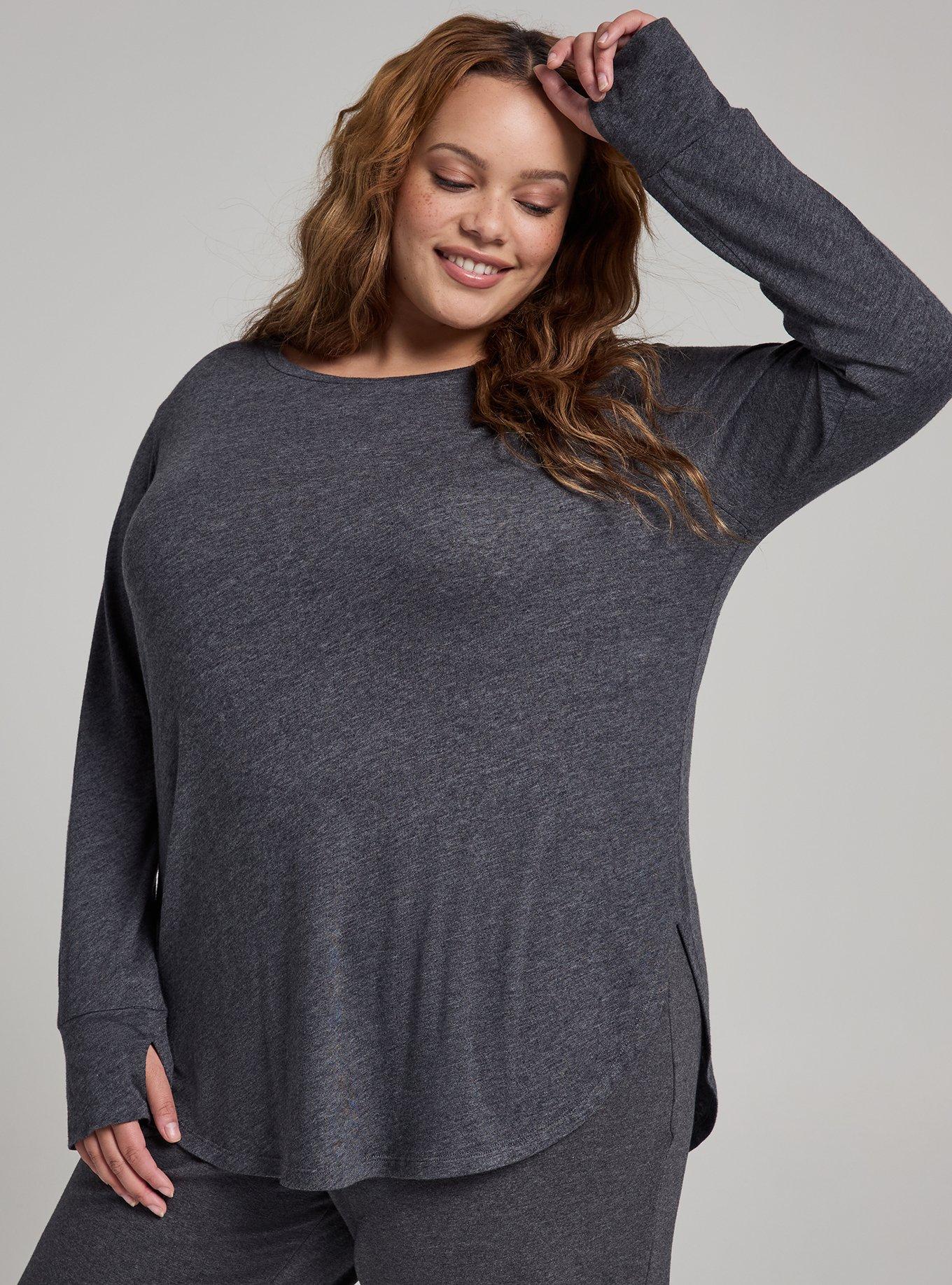 TRU Performance Cotton Long Sleeve Tunic Tee, CHARCOAL, alternate