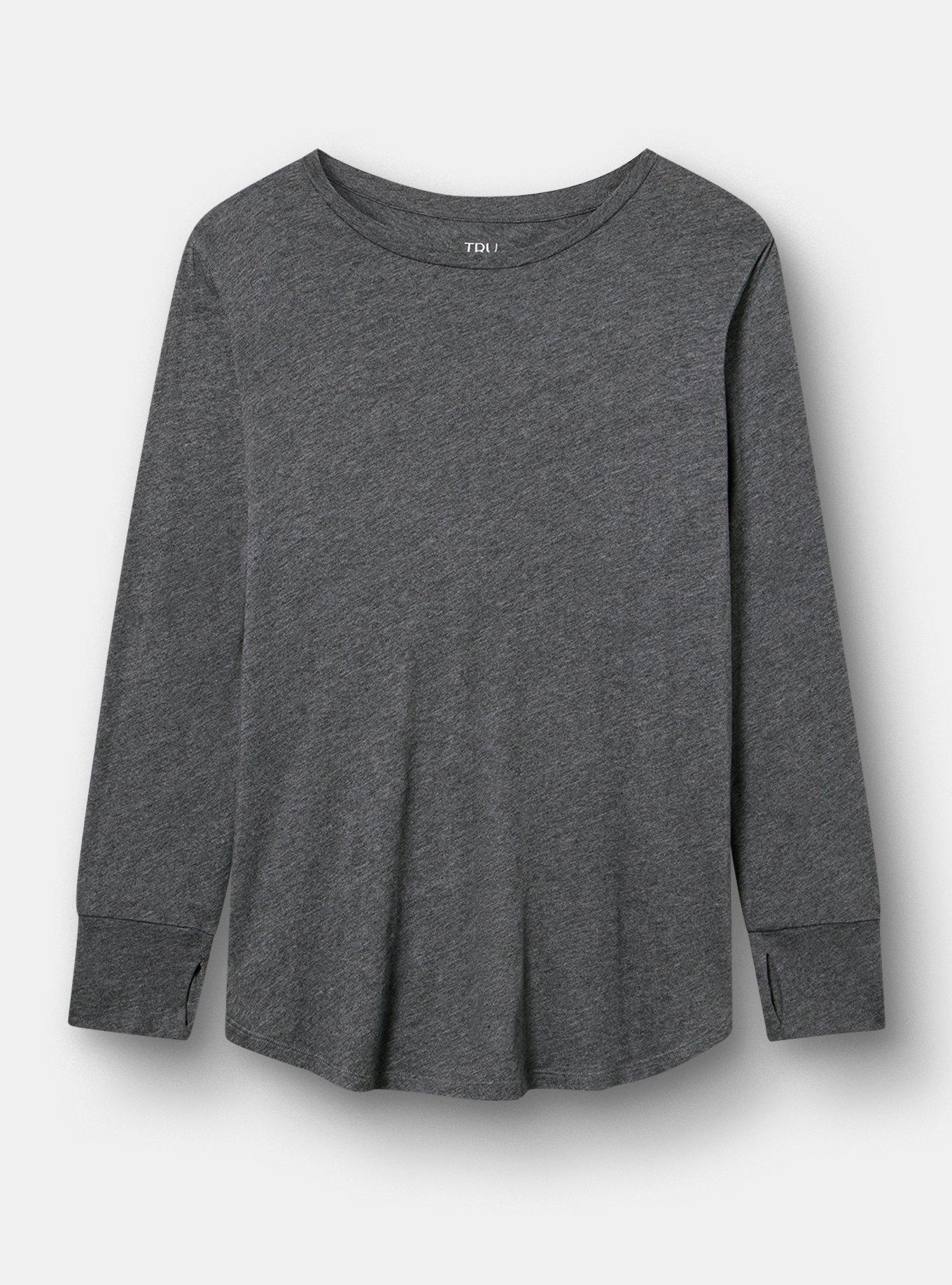 TRU Performance Cotton Long Sleeve Tunic Tee, CHARCOAL, hi-res