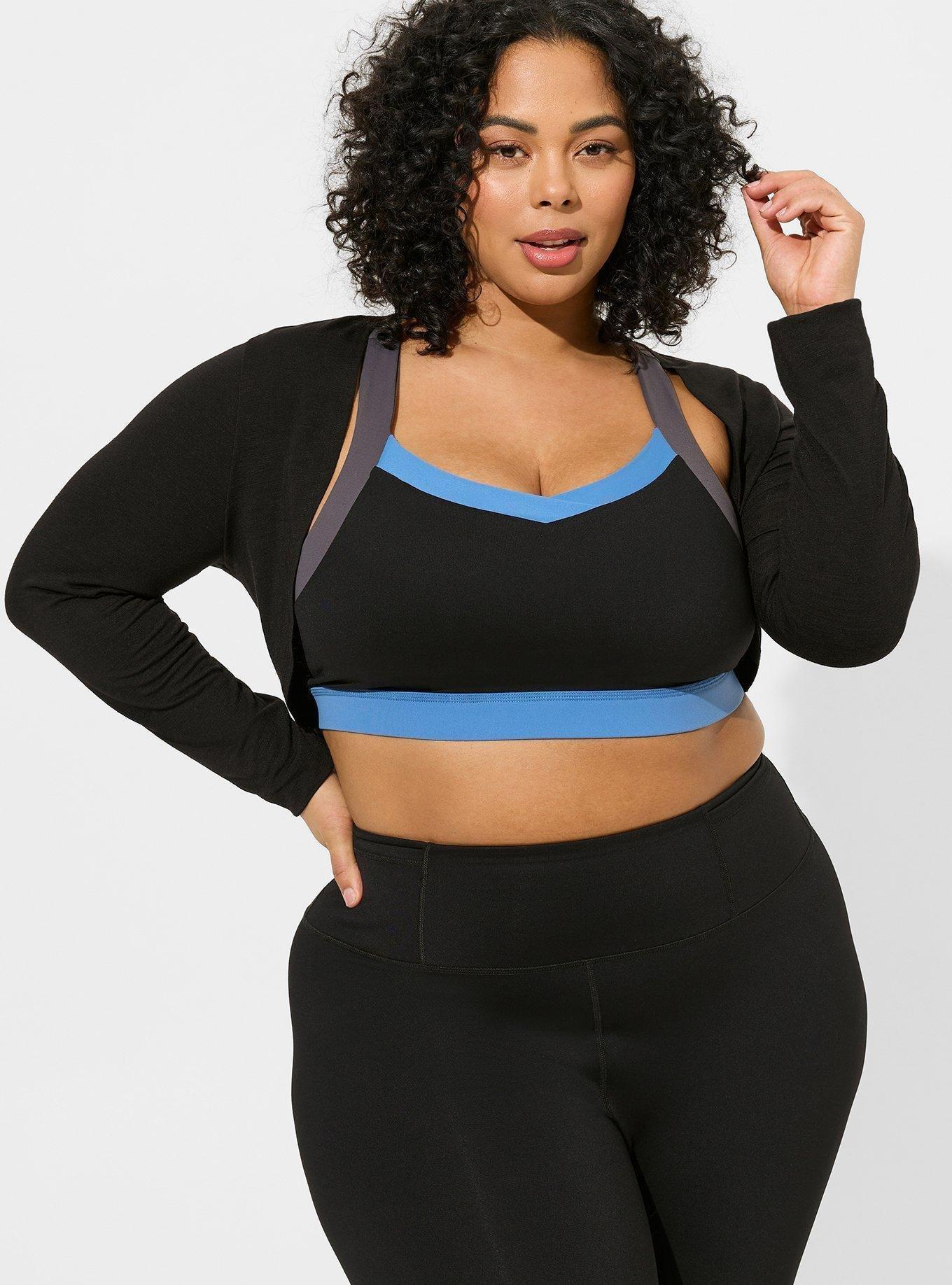 Love & Other Things Plus gym shrug and top set in black