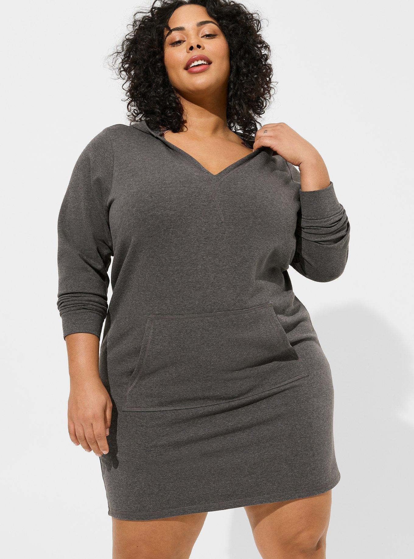 Plus Size Super Soft Fleece Hoodie Sweatshirt Dress Torrid