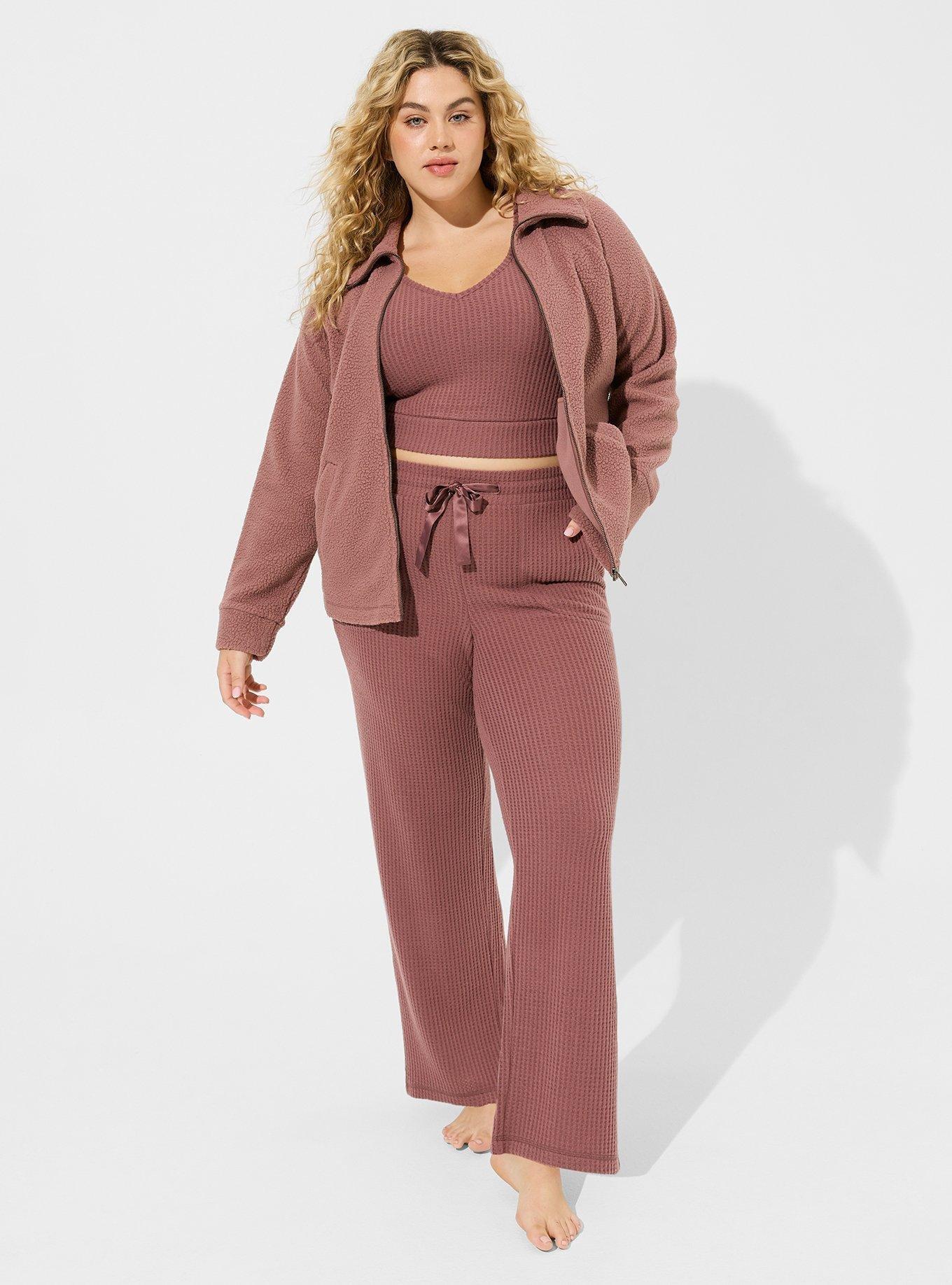 Super Soft Plush Waffle Straight Lounge Pant, ROSE TAUPE, hi-res