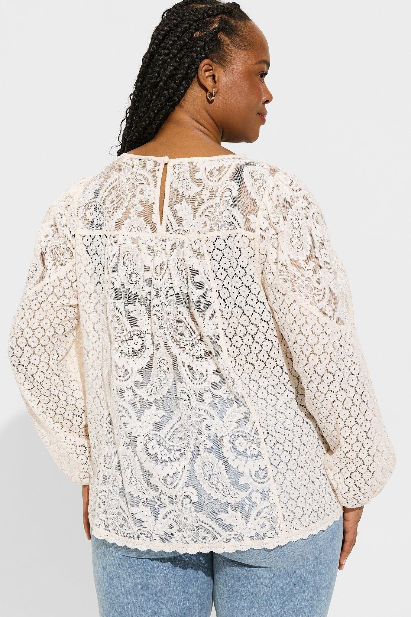 Long sleeve lace shirt plus fashion size