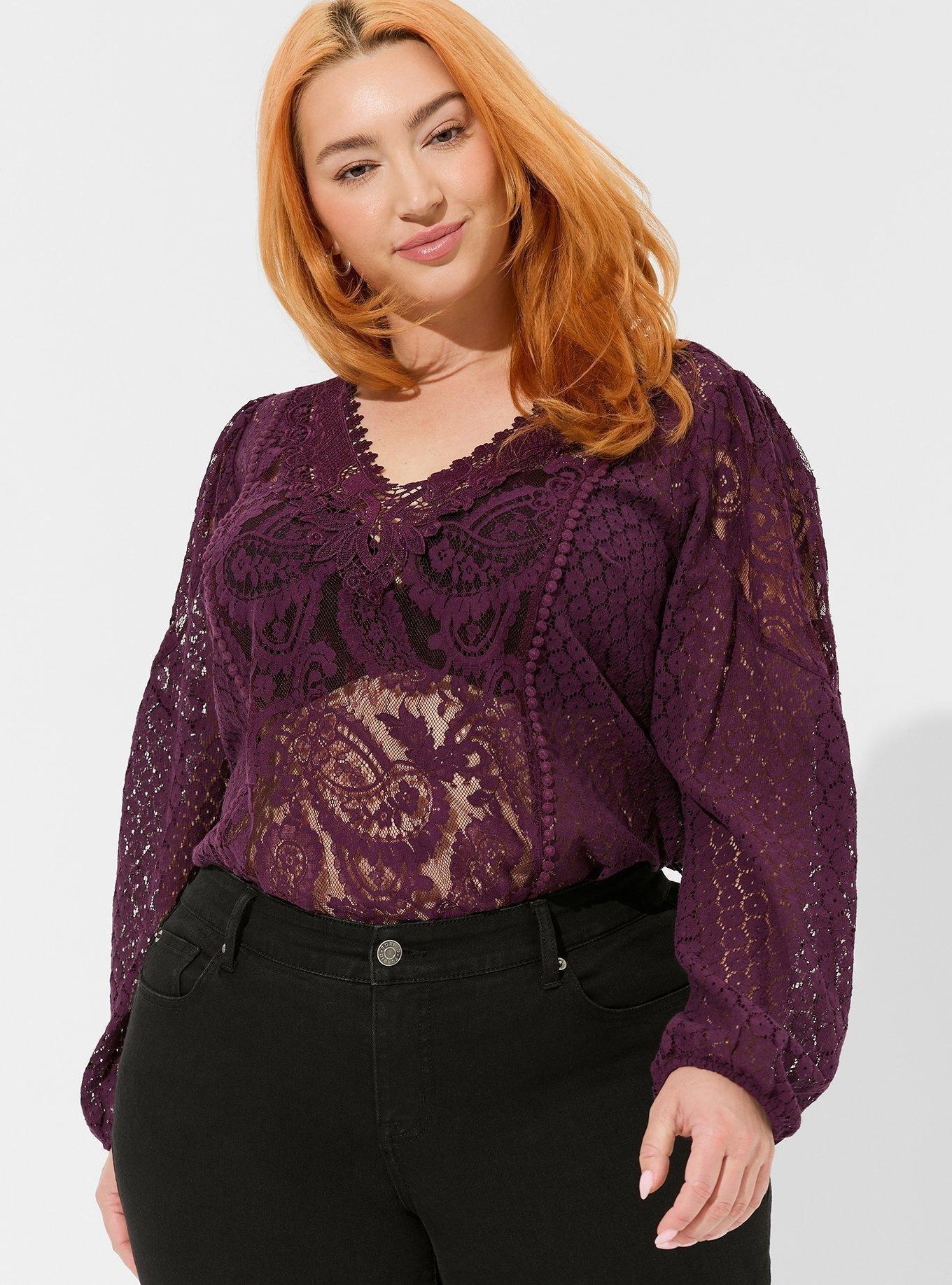 Lace Mix Long Sleeve Blouse