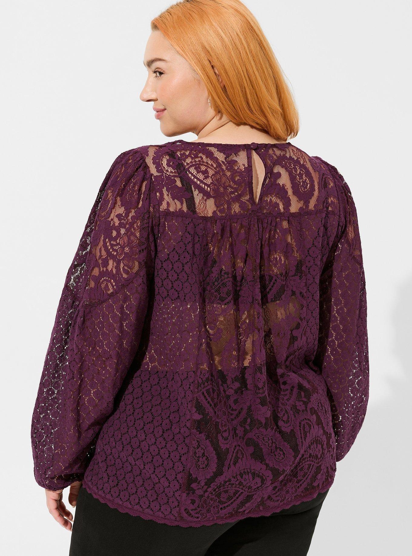 Lace Mix Long Sleeve Blouse