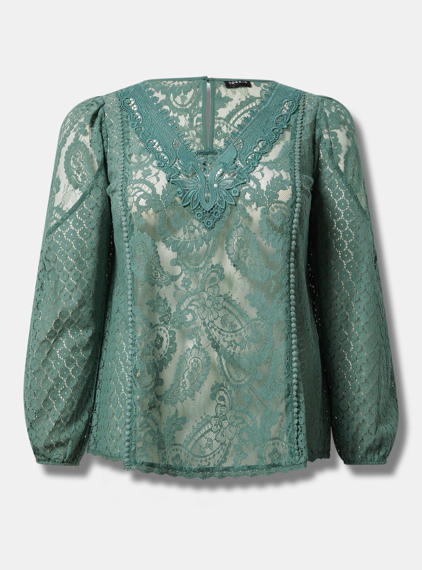 Lace Mix Long Sleeve Blouse