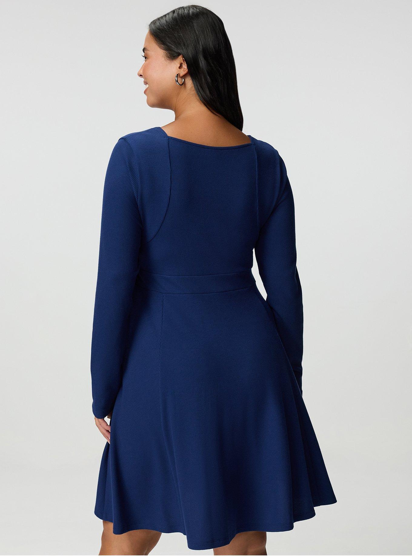 Waffle Skater Mini Dress, MEDIEVAL BLUE, alternate