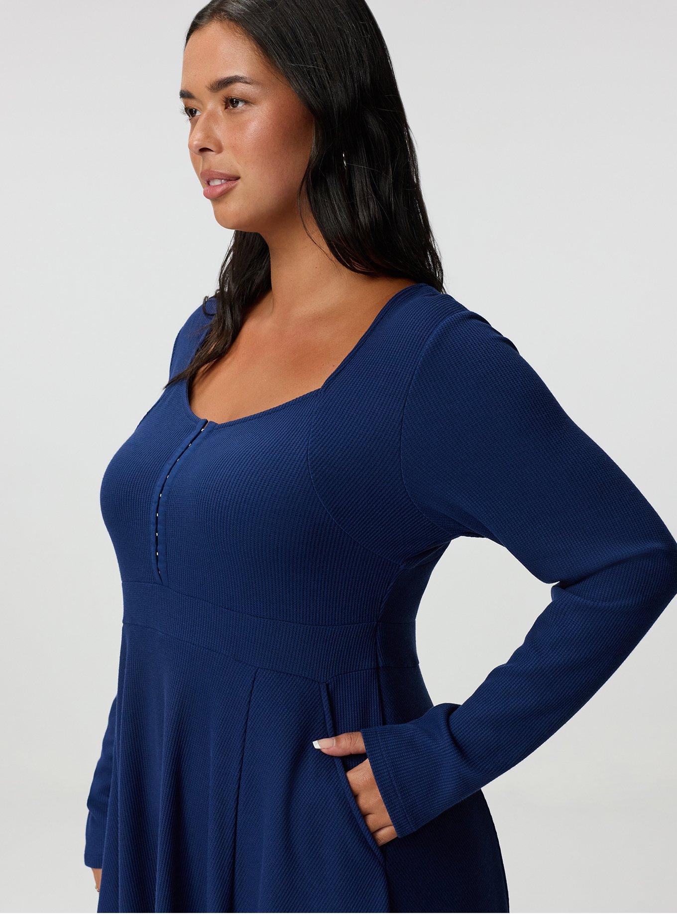 Waffle Skater Mini Dress, MEDIEVAL BLUE, alternate
