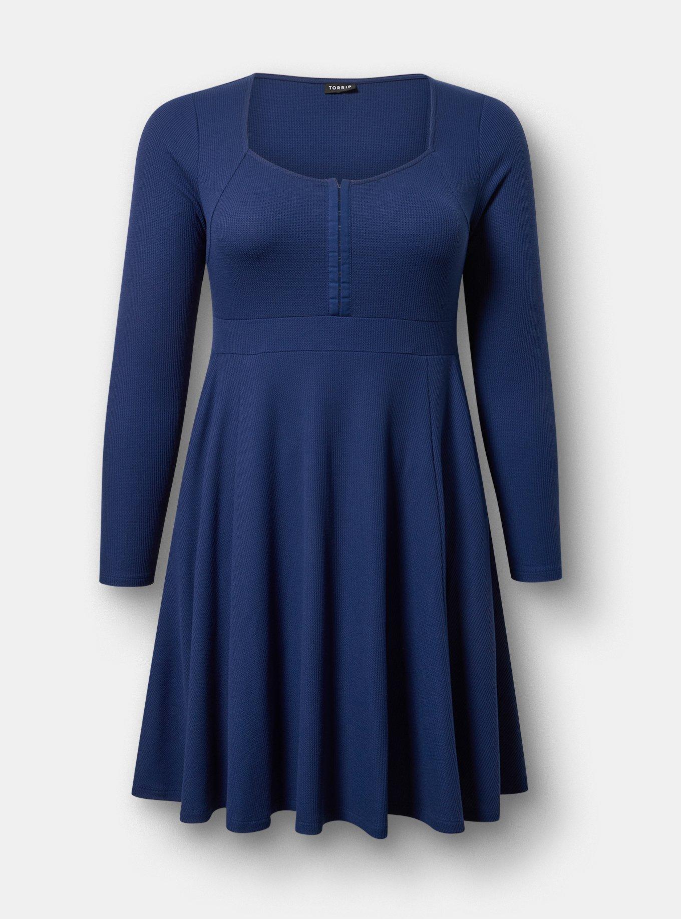 Waffle Skater Mini Dress, MEDIEVAL BLUE, flat