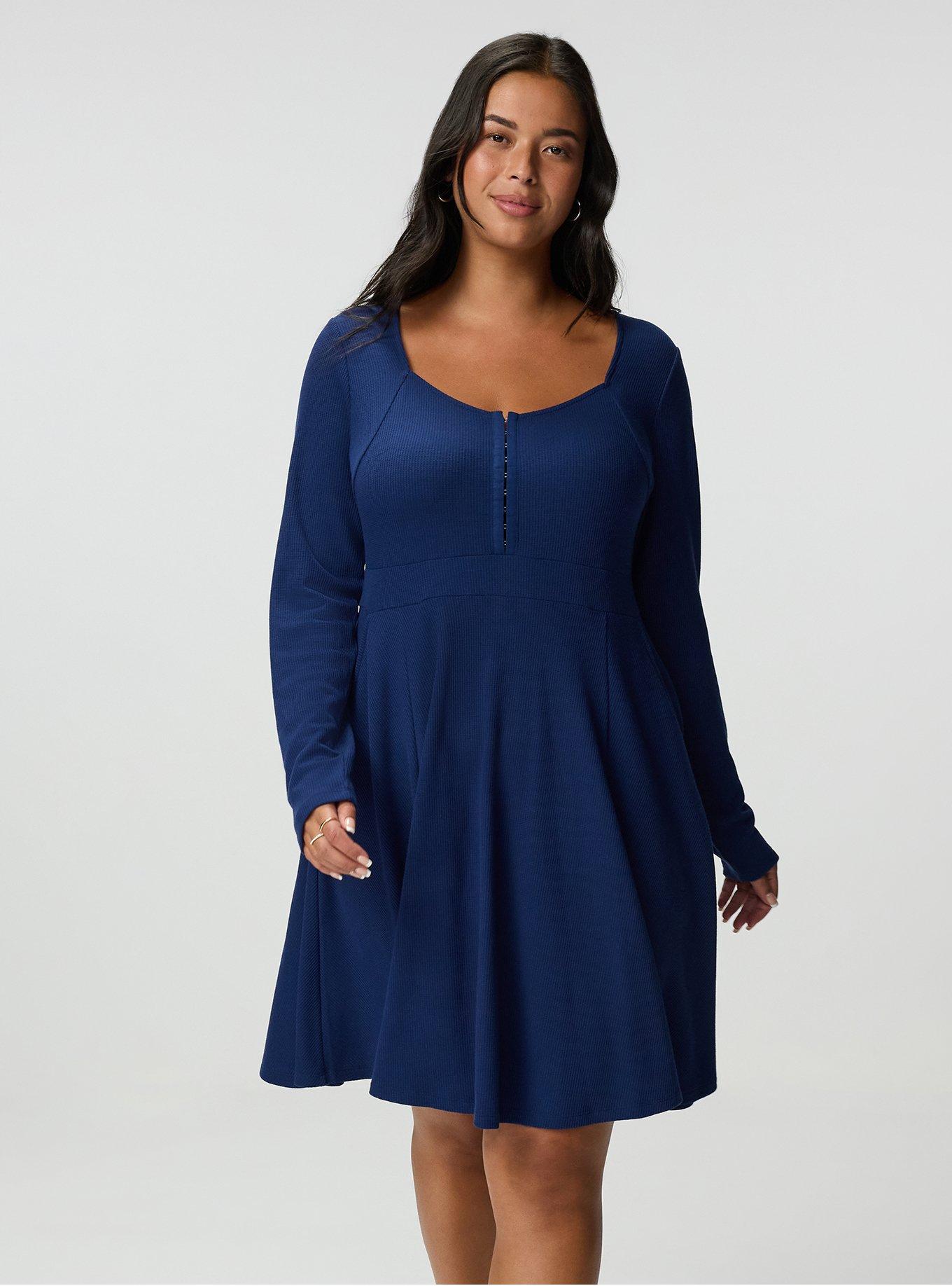 blue skater dress plus size - Waffle Mini offering a flattering fit