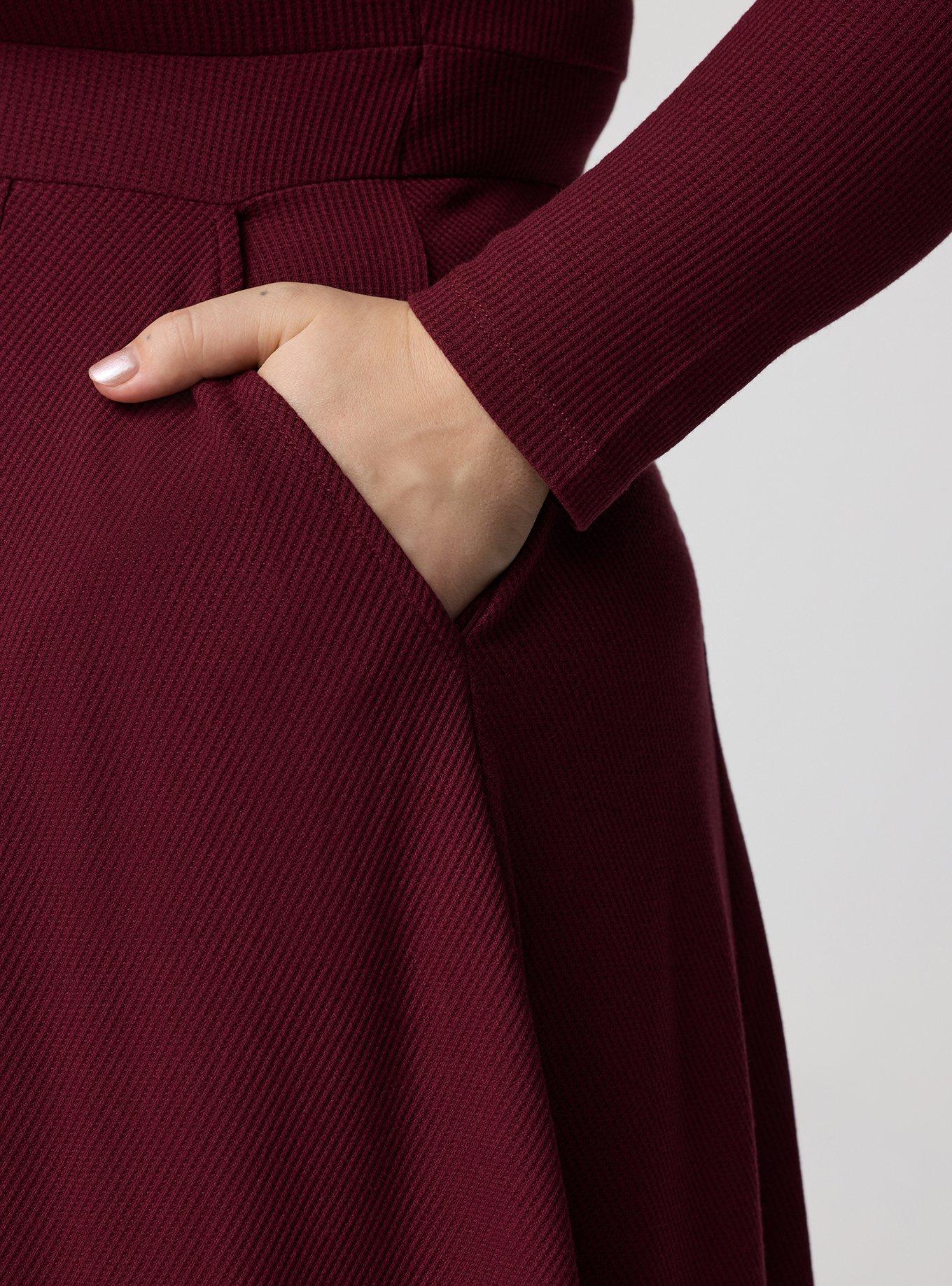 Waffle Skater Mini Dress, MAROON BANNER, alternate