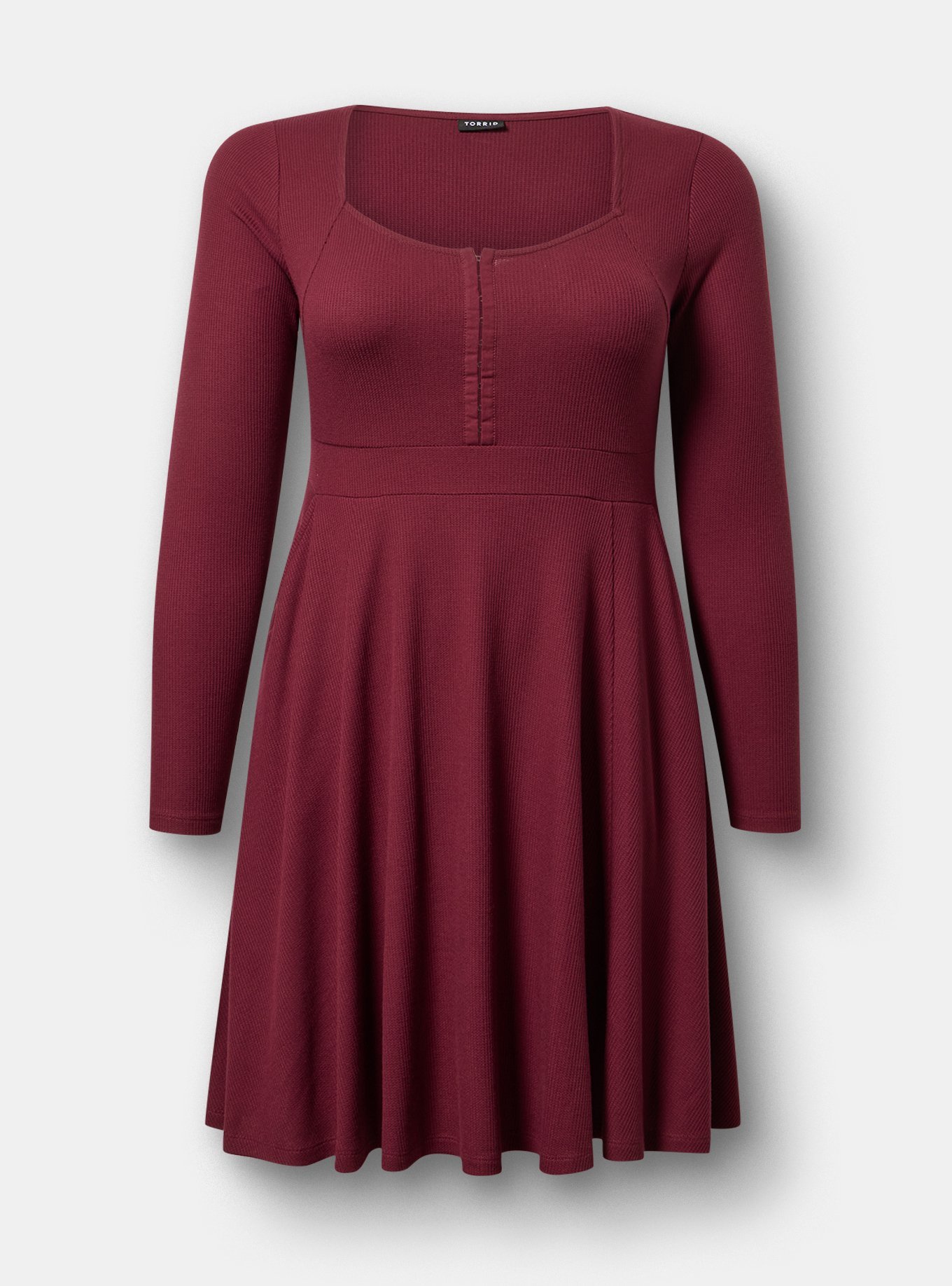 Plus Size - Waffle Skater Mini Dress