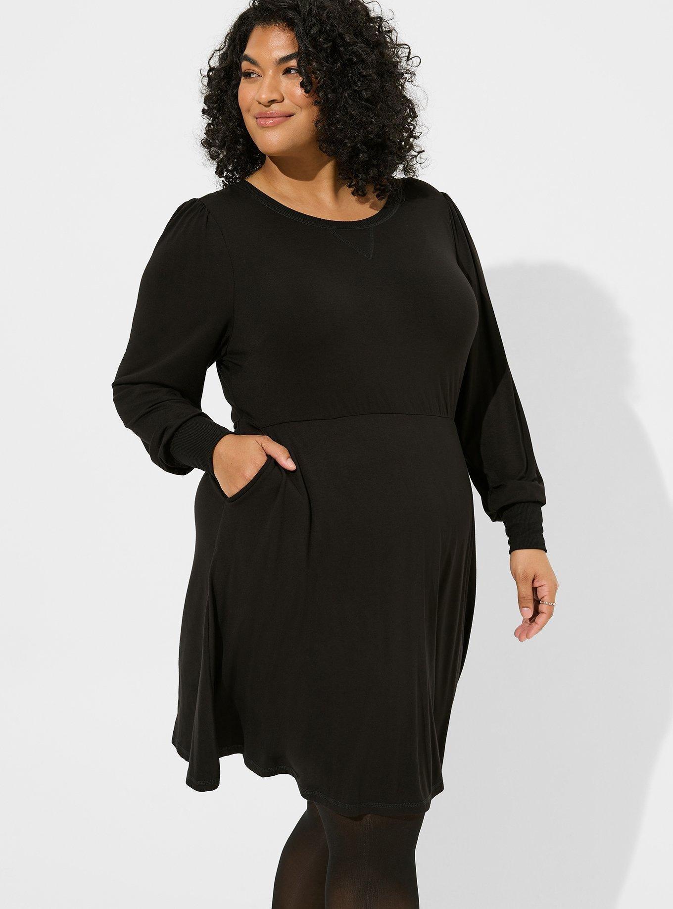 Plus Size Mini Super Soft Puff Sleeve Skater Dress Torrid