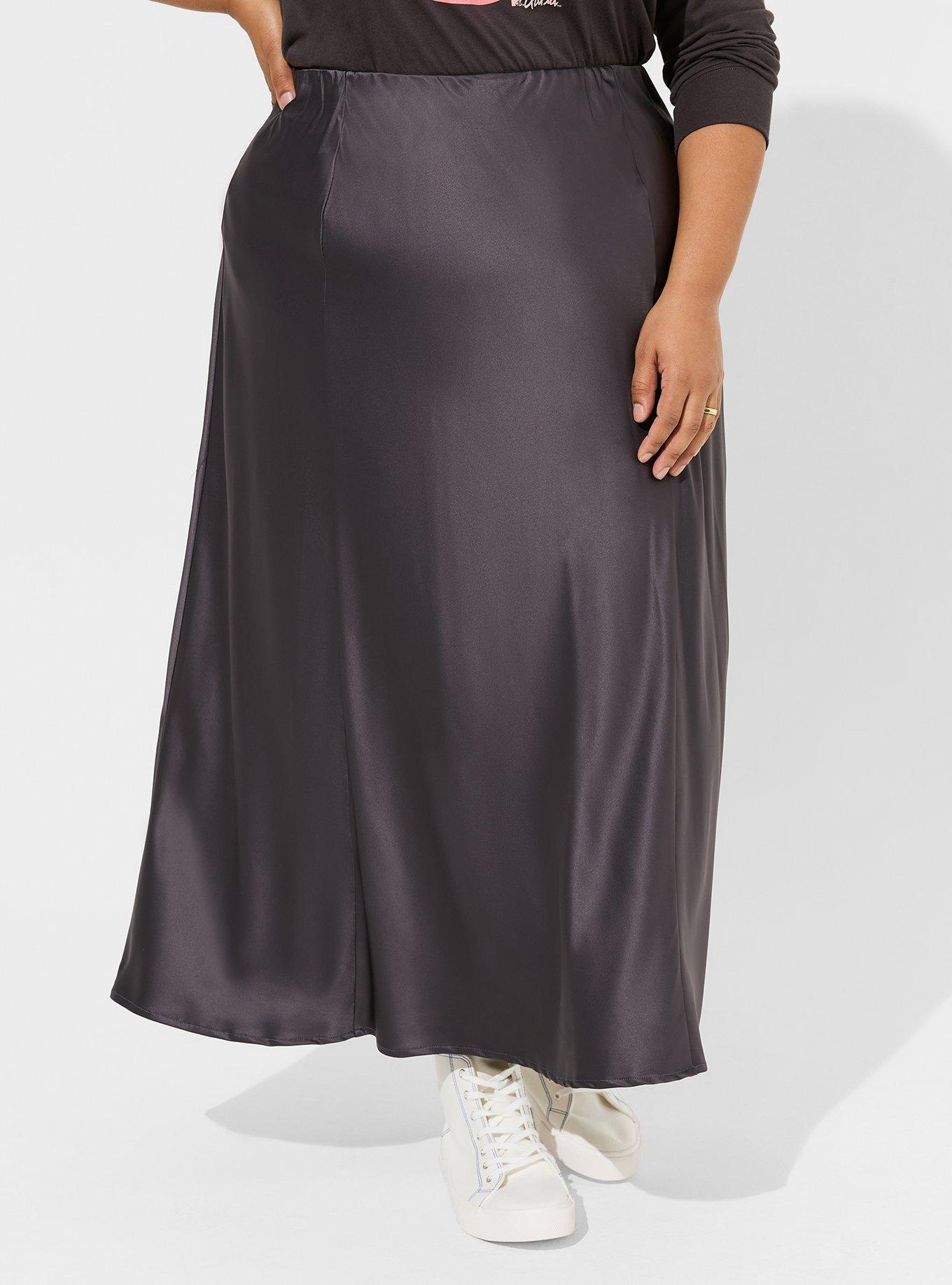 Maxi Stretch Satin Bias Skirt