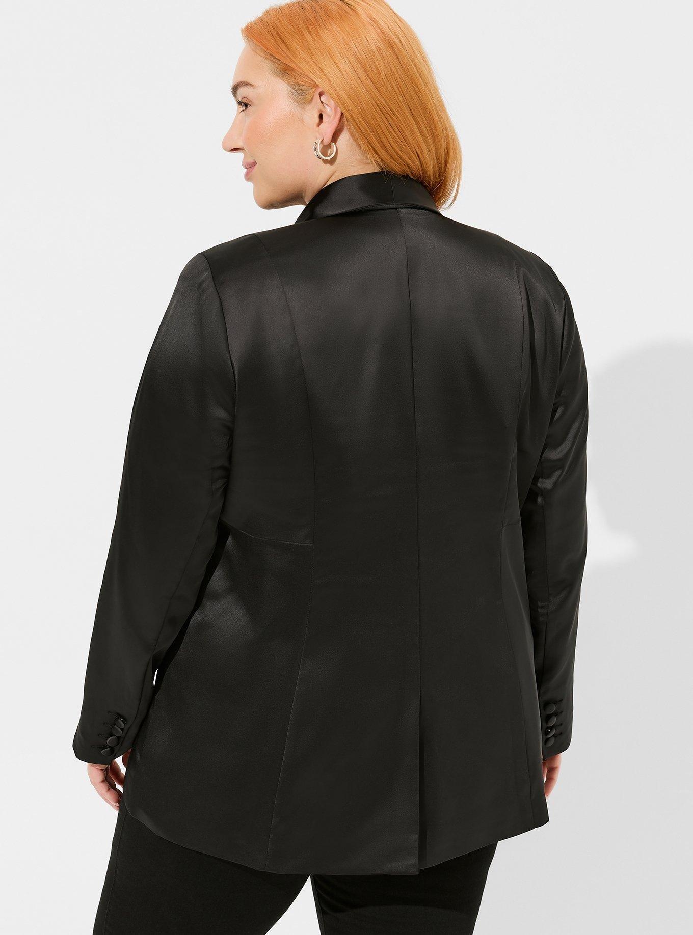 Soho Satin Blazer, DEEP BLACK, alternate