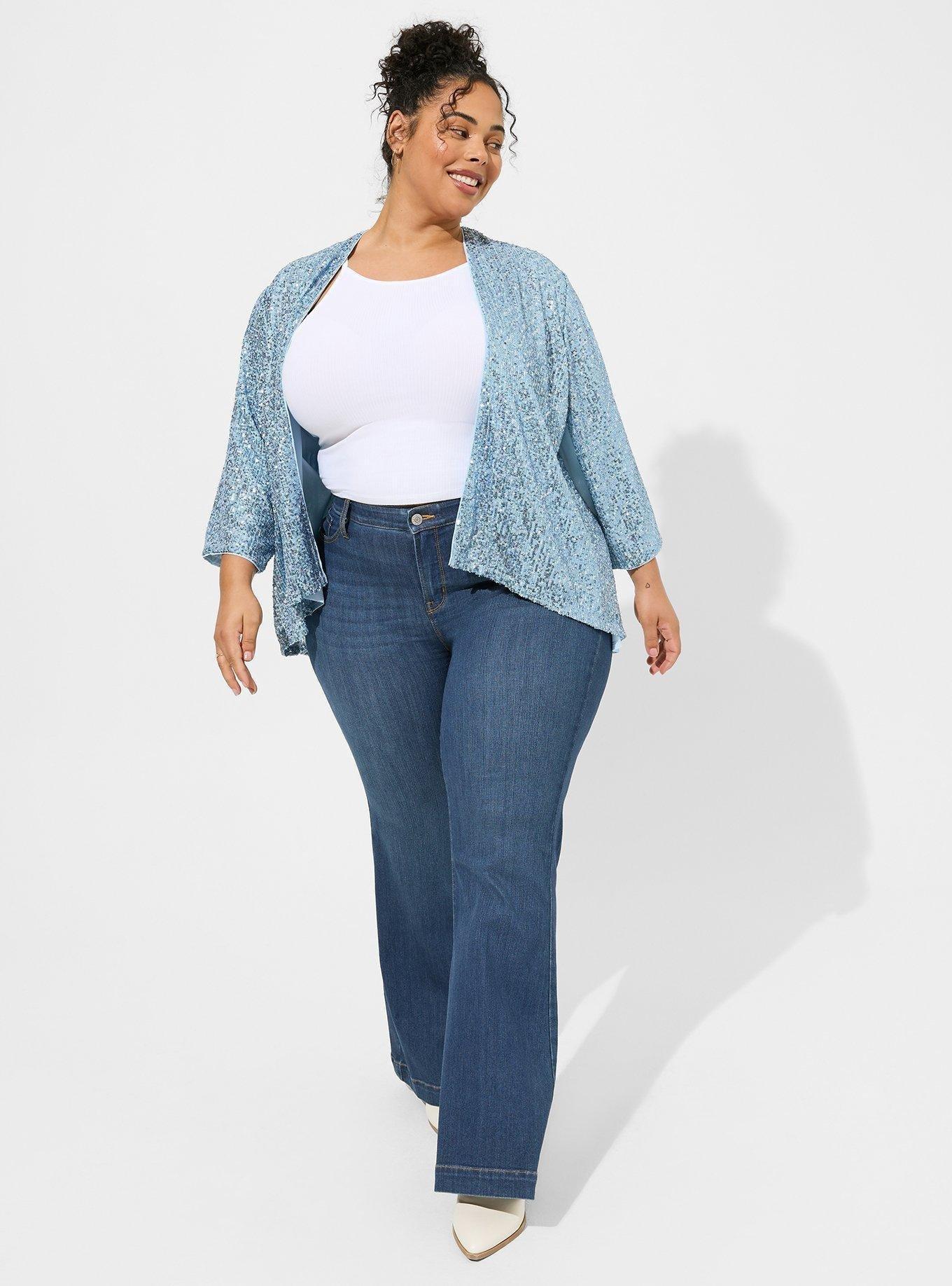 Plus size denim kimono shops