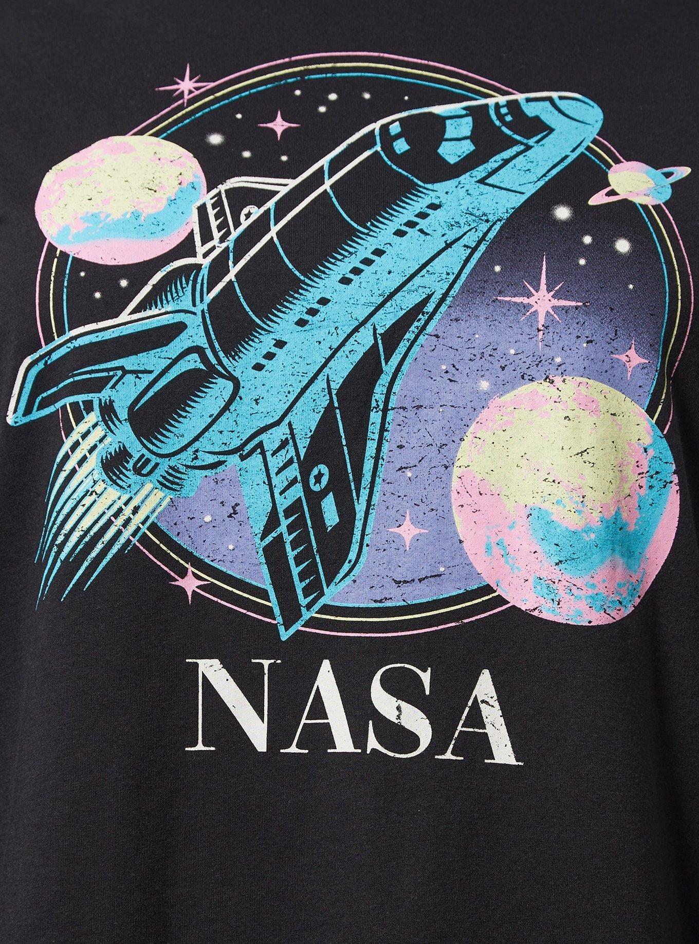 NASA Classic Fit Cotton Vintage Hoodie Tee, DEEP BLACK, alternate