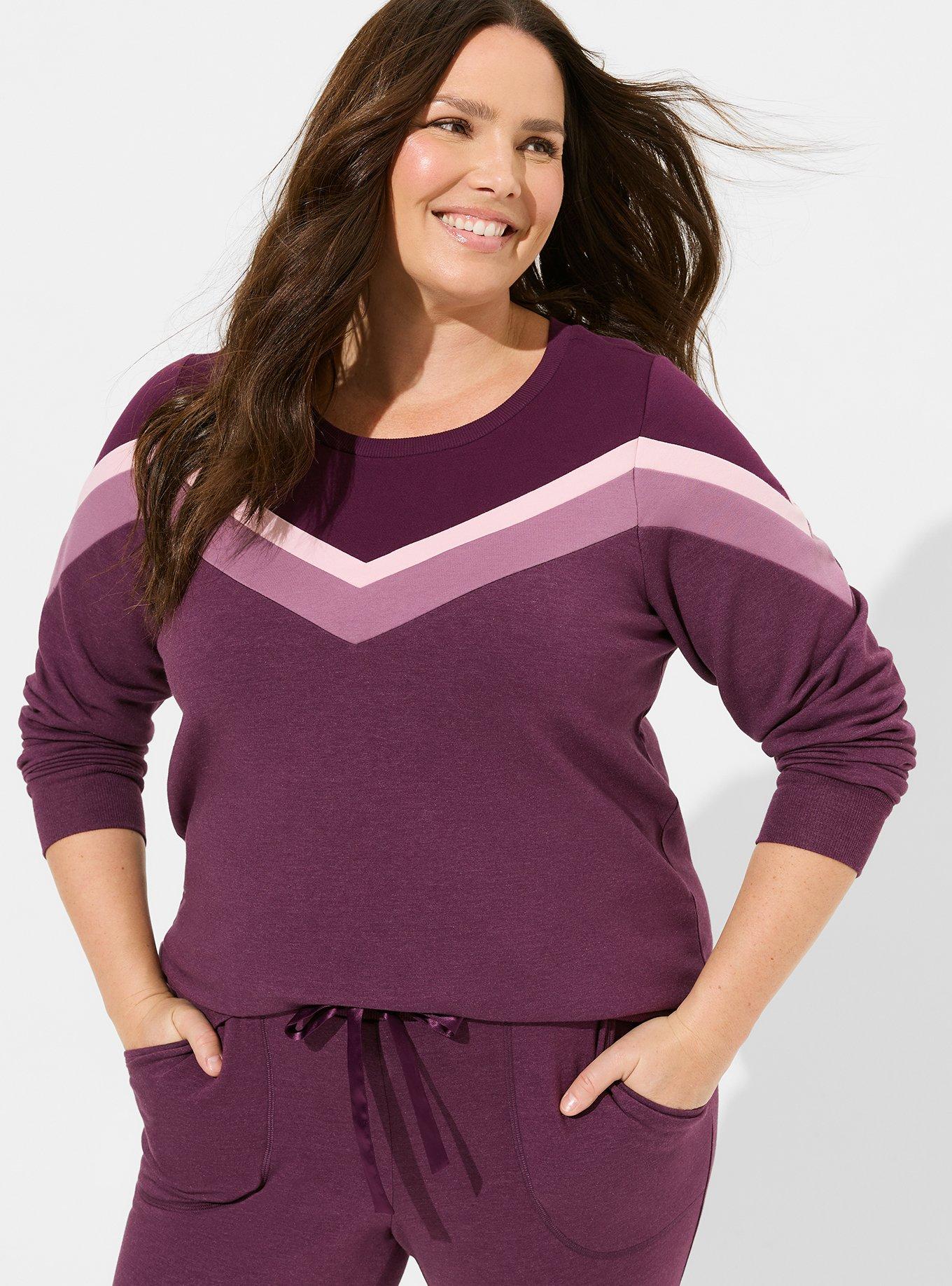 Plus Size - Super Soft Fleece Crew Neck Color Block Lounge Sweatshirt -  Torrid