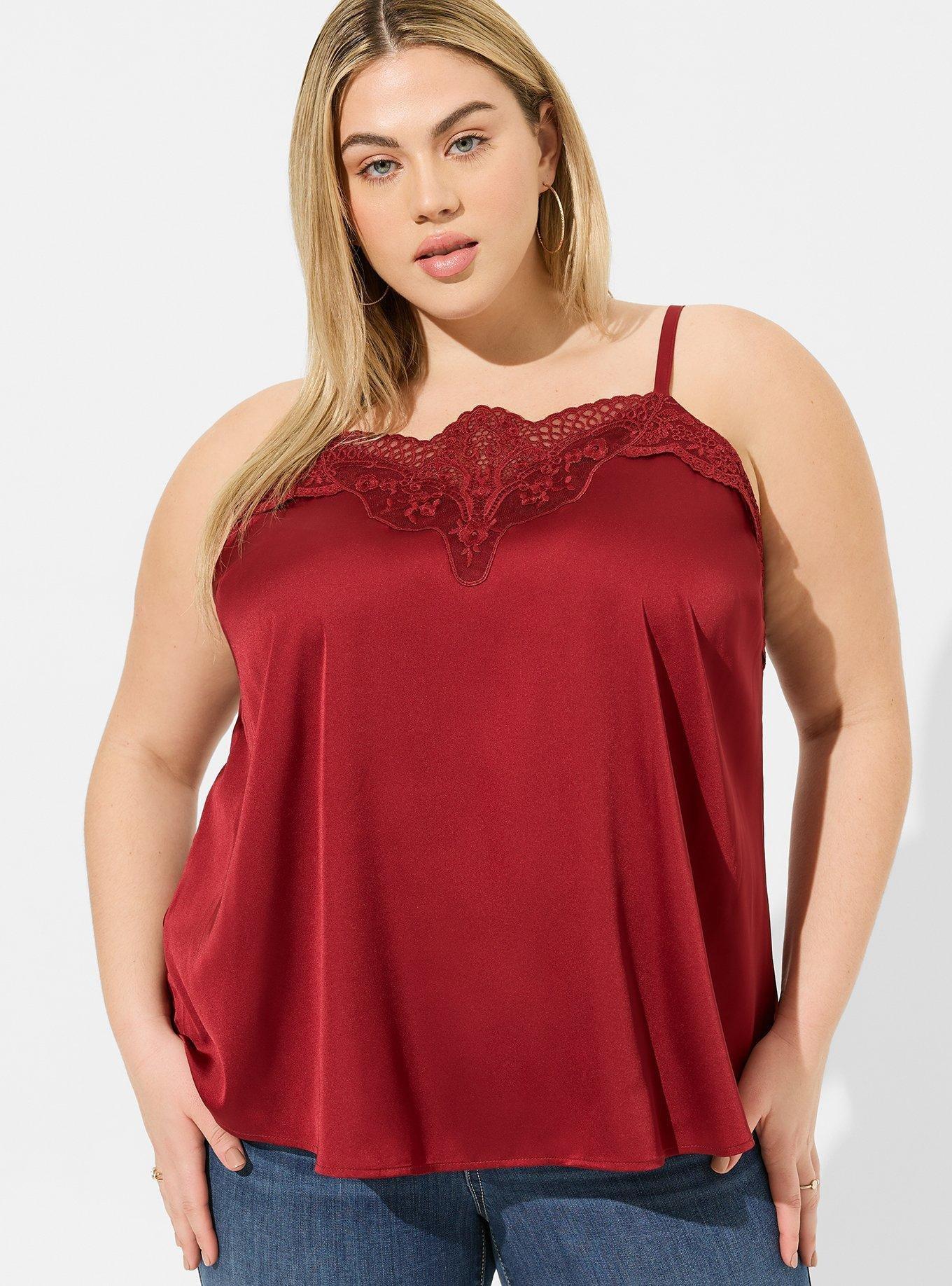 Womens Plus Size Camisole Tops Built in Bra Cup Swing Lace Flowy Vest  Sleeveless