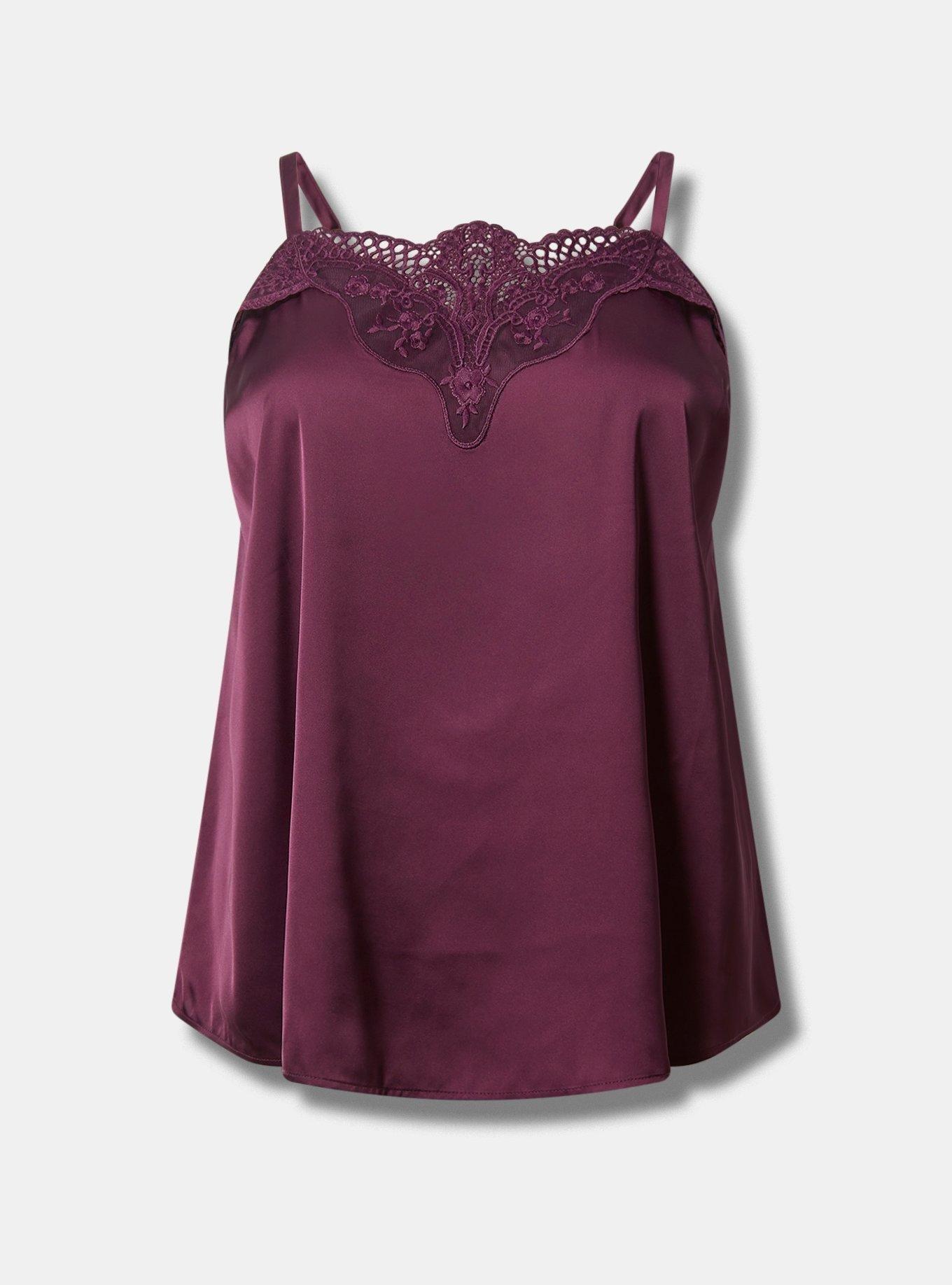 Burgundy Lace Trim Cami Top