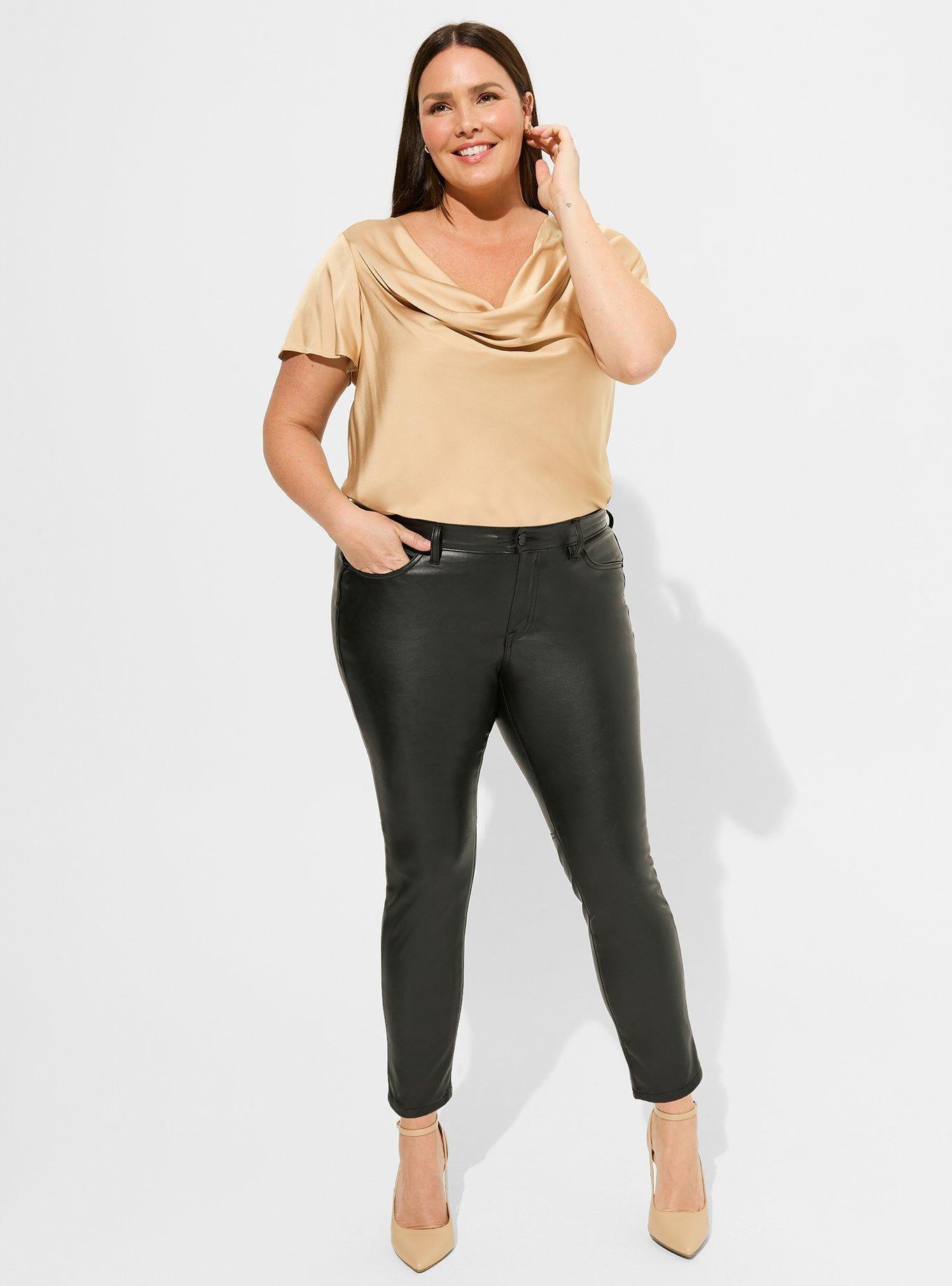 Satin Cowl Neck Short Sleeve Blouse