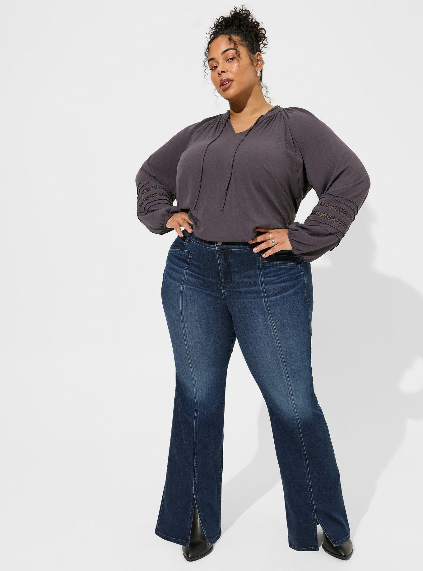 Plus Size - Washable Crinkle Gauze Tie Front Long Sleeve Top - Torrid