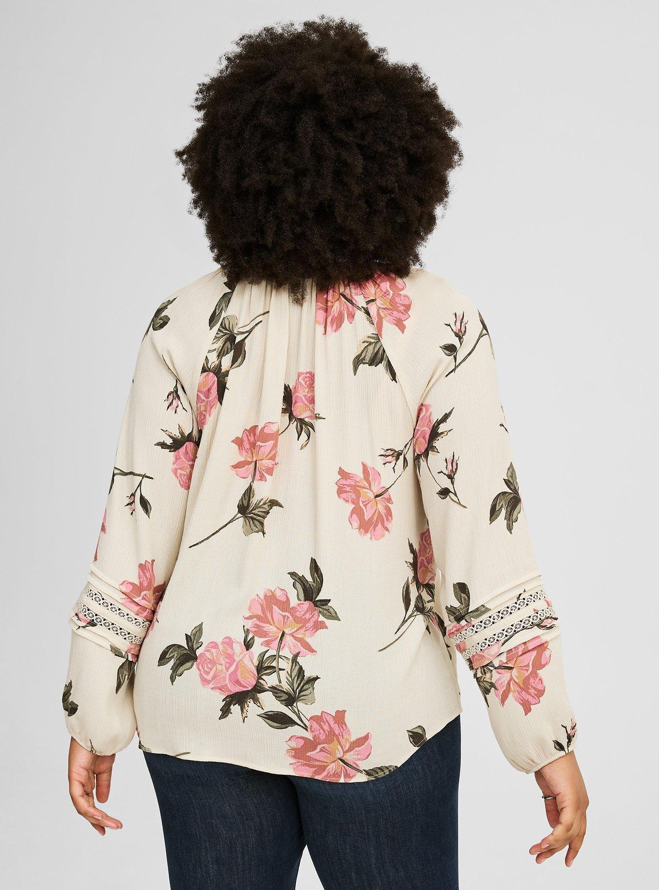 Washable Crinkle Gauze Tie Front Long Sleeve Top 