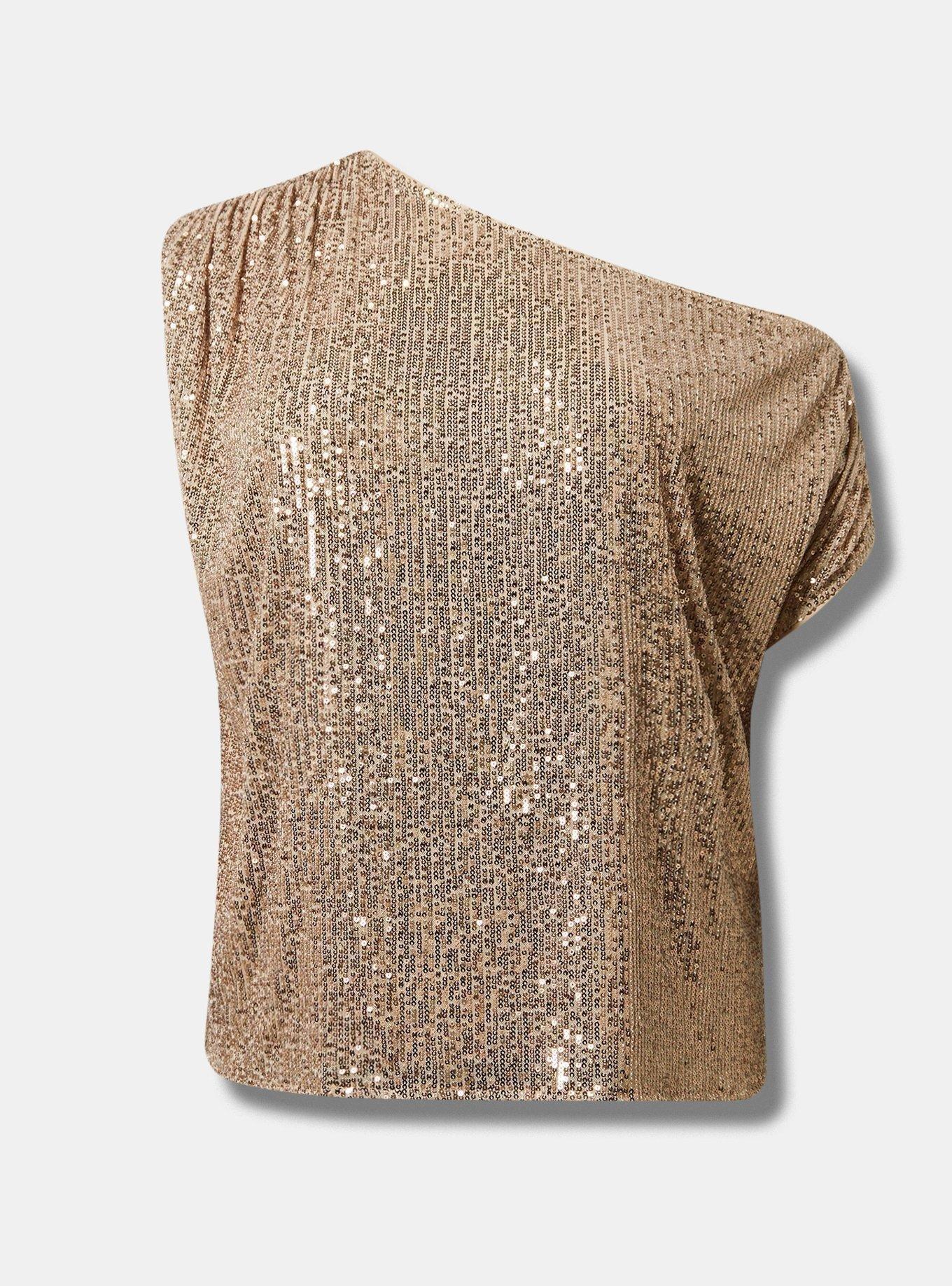 Metallic Sparkle Cold Shoulder Top